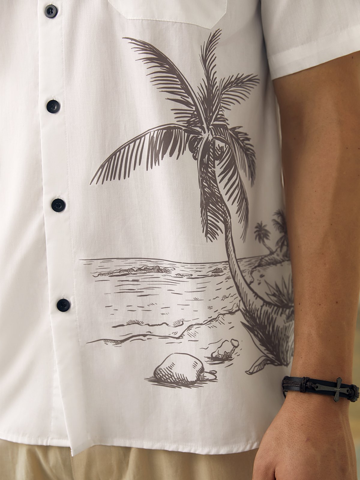 Hardaddy® Cotton Coconut Tree Chest Pocket Resort Shirt