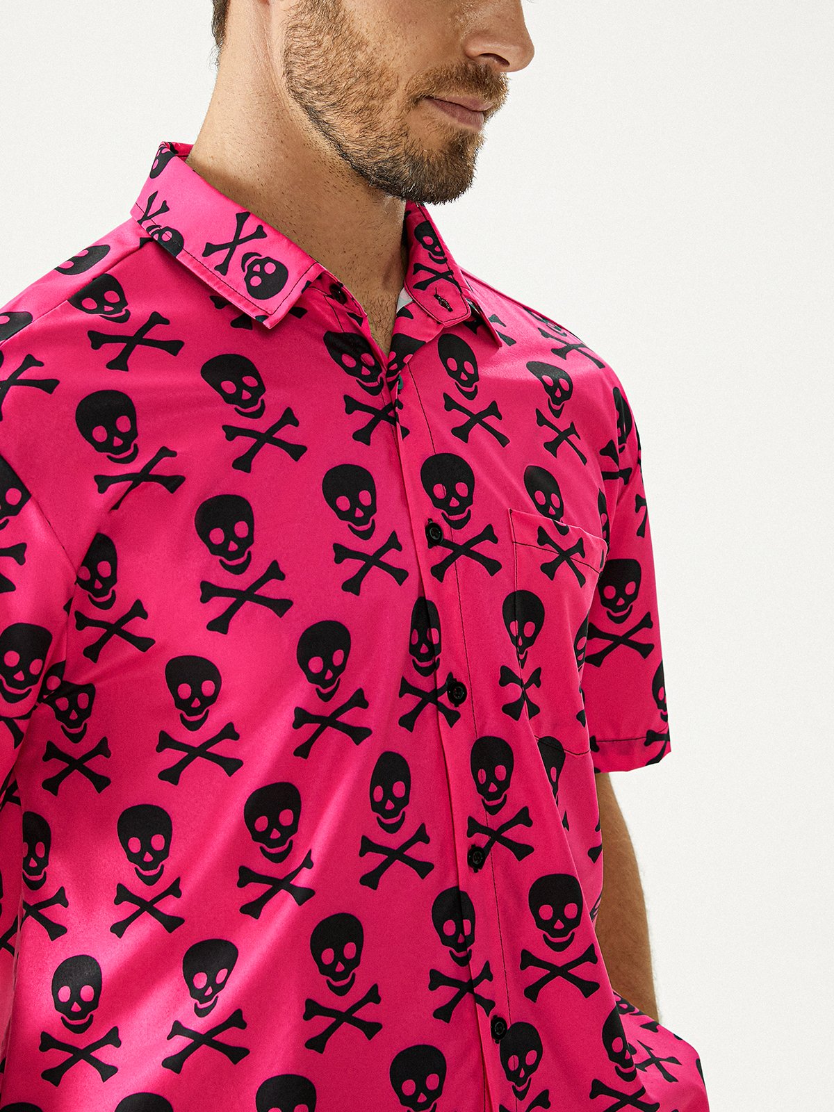 Hardaddy Funky Skull Chest Pocket Short Sleeve Hawaiian Shirt