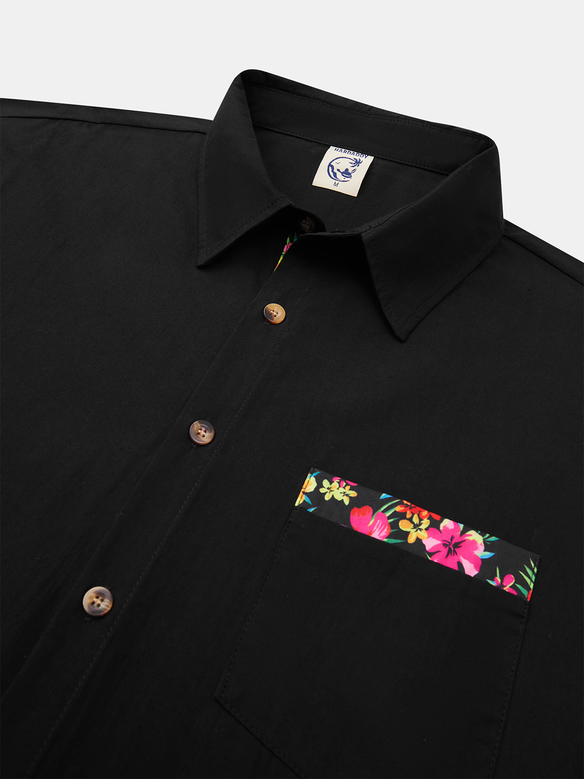 Hardaddy Cotton Plain Paneled Floral Long Sleeve Casual Shirt