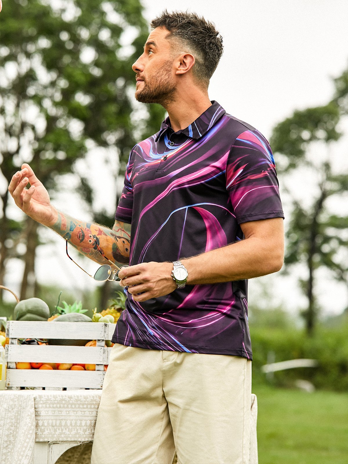 Hardaddy Moisture Wicking Golf Polo 3D Abstract Gradient Geometry