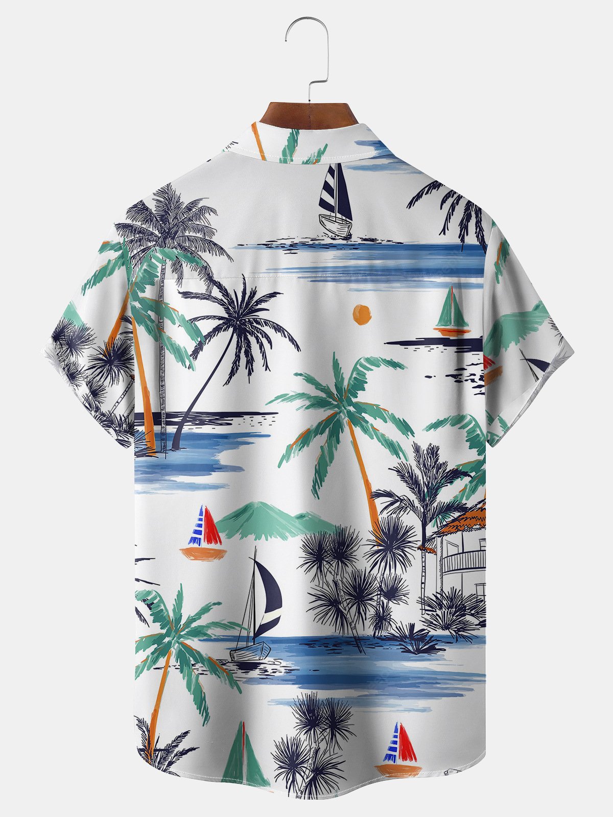 Coconut Tree Chest Pocket Short Sleeve Hawaiian Shirt