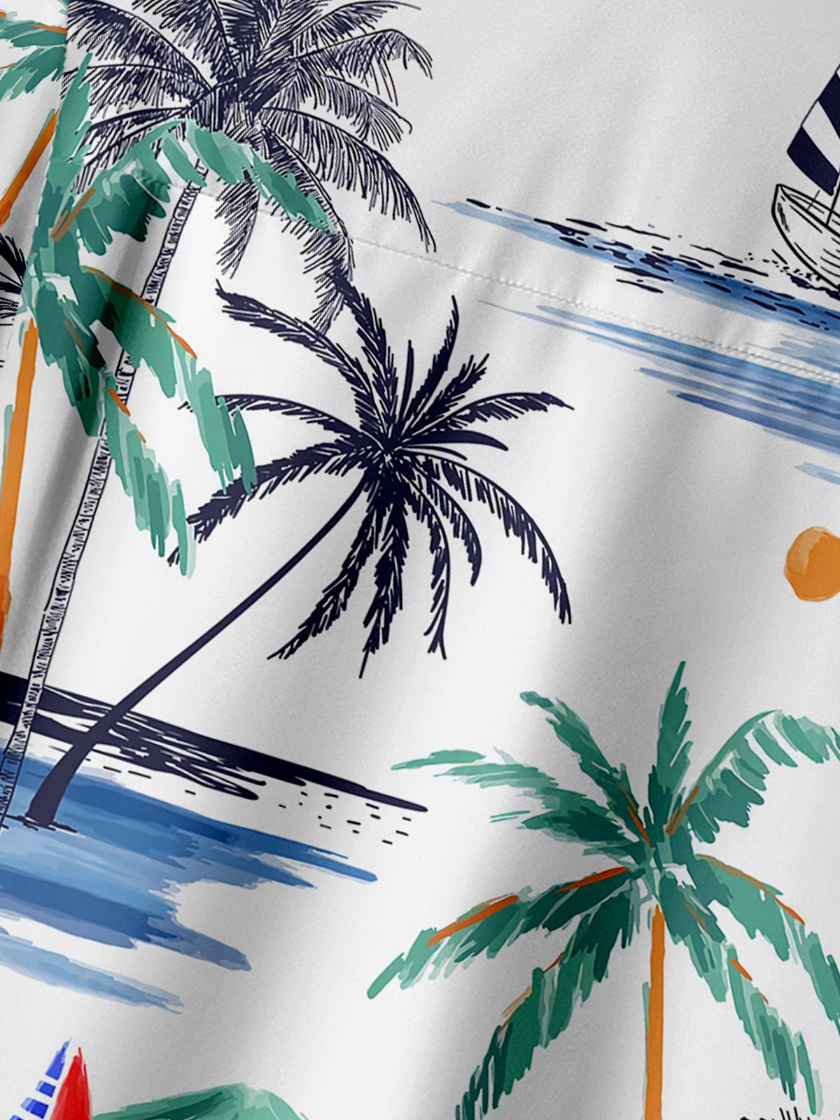 Coconut Tree Chest Pocket Short Sleeve Hawaiian Shirt