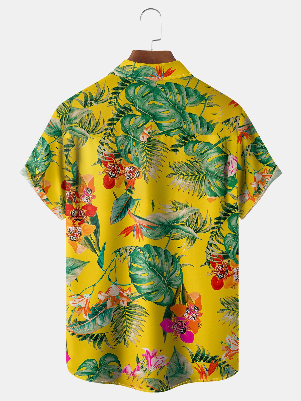 Tropical Plant Chest Pocket Short Sleeve Hawaiian Shirt