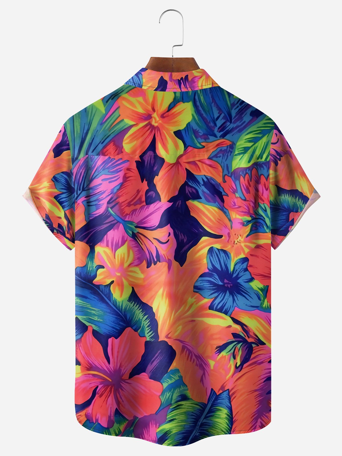 Tropical Floral Chest Pocket Short Sleeve Hawaiian Shirt