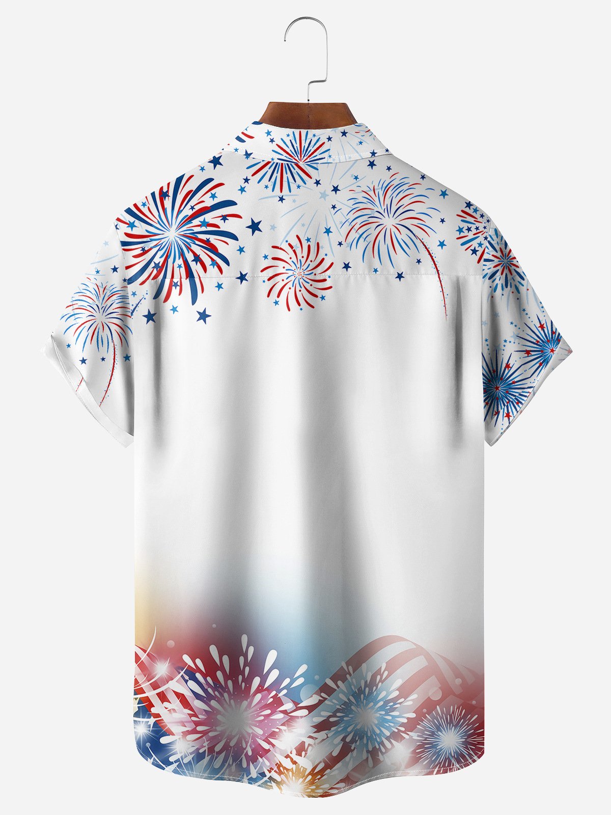 Hardaddy Indepndence Day Flag Flamingo Chest Pocket Short Sleeve Shirt