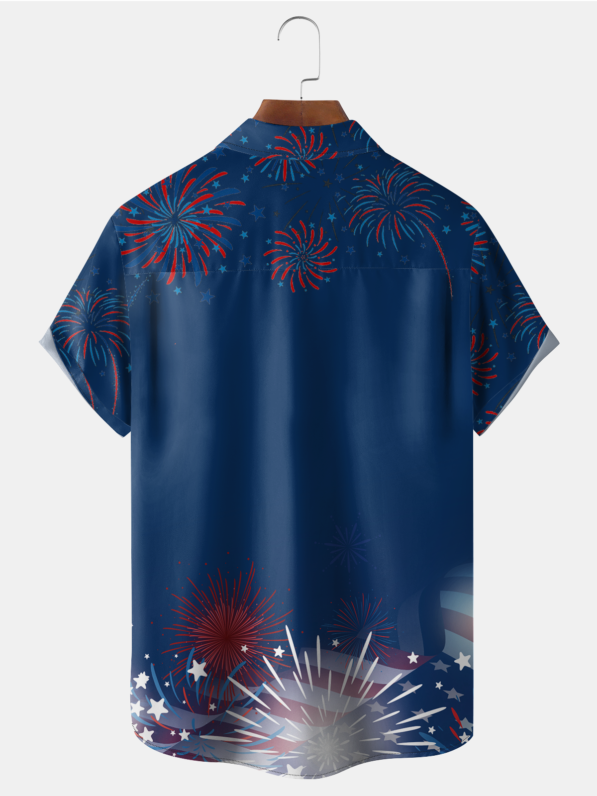 Hardaddy Indepndence Day Flag Flamingo Chest Pocket Short Sleeve Shirt