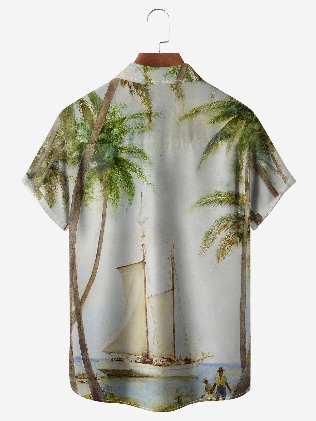 Art Sailing Chest Pocket Short Sleeve Hawaiian Shirt