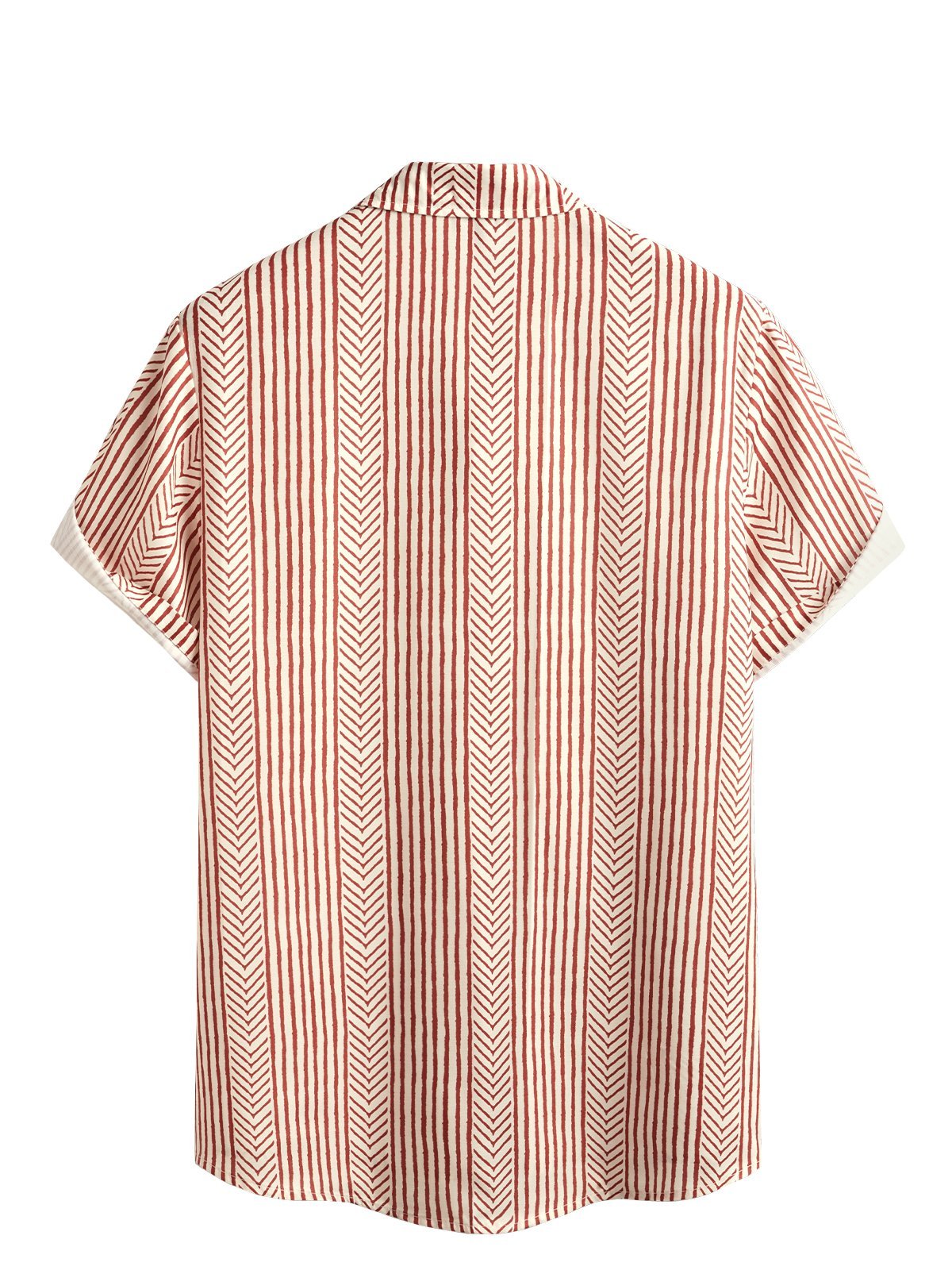 Hardaddy Big Size Retro Striped Chest Pocket Short Sleeve Shirt