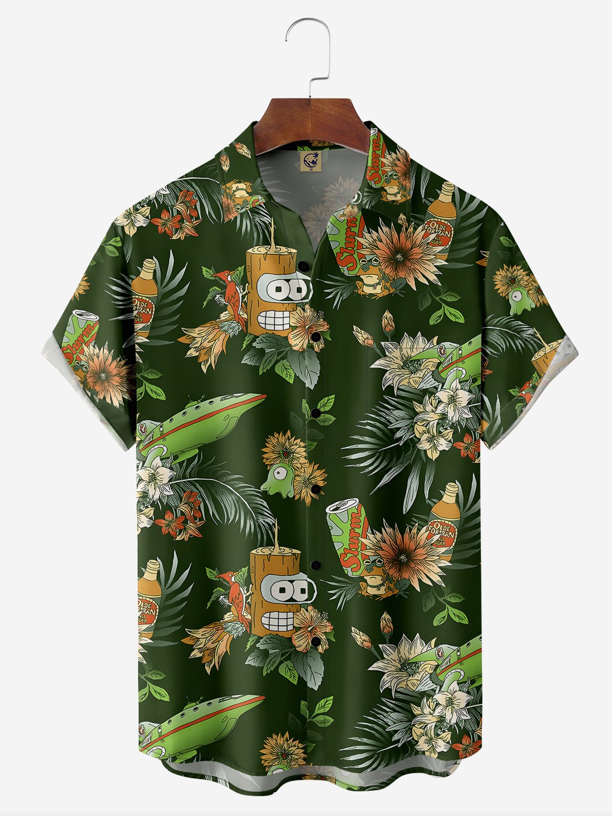 Hardaddy Botanical Drink Chest Pocket Short Sleeve Hawaiian Shirt