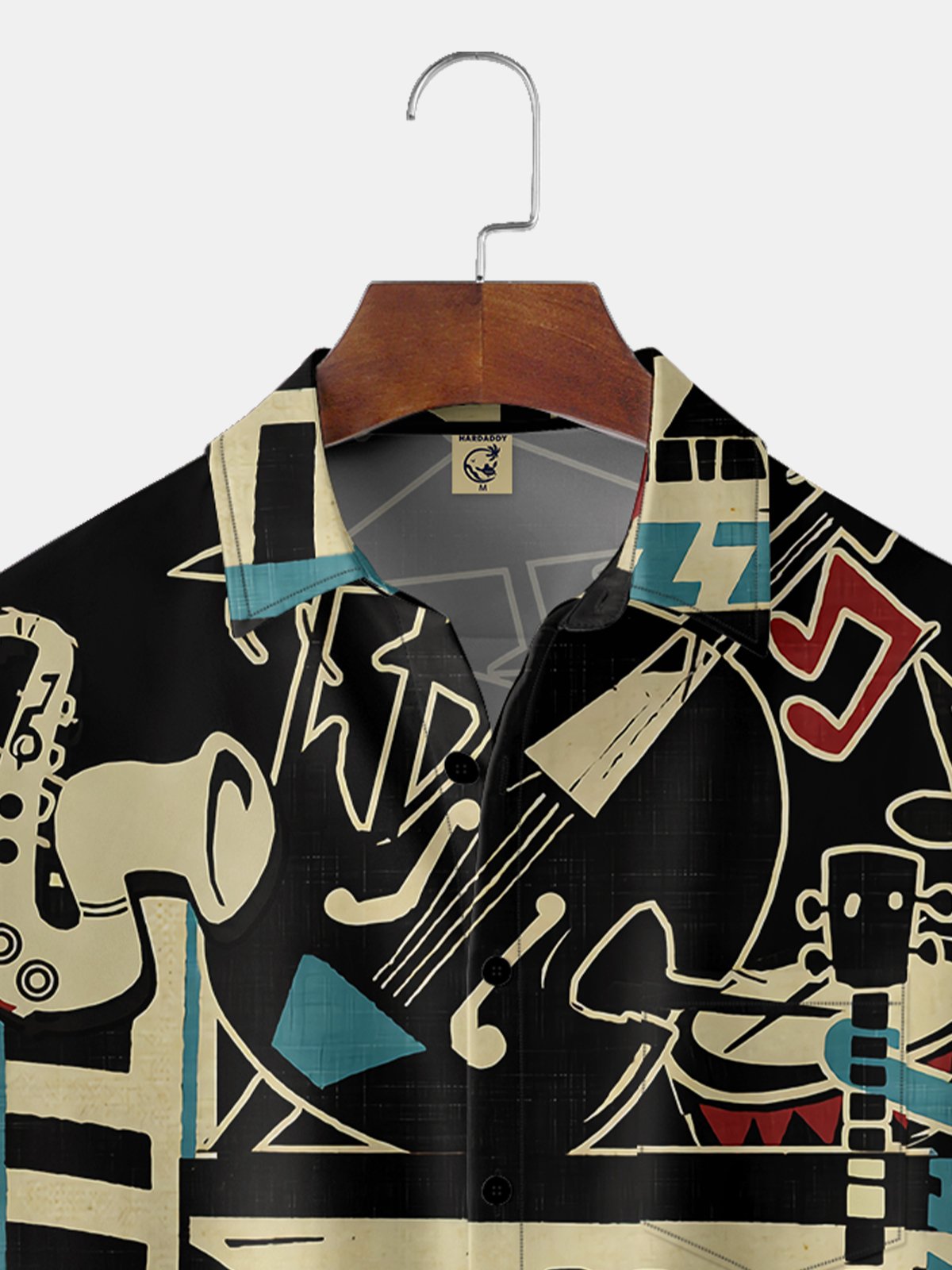 Hardaddy Breathable Music Jazz Chest Pocket Hawaiian Shirt