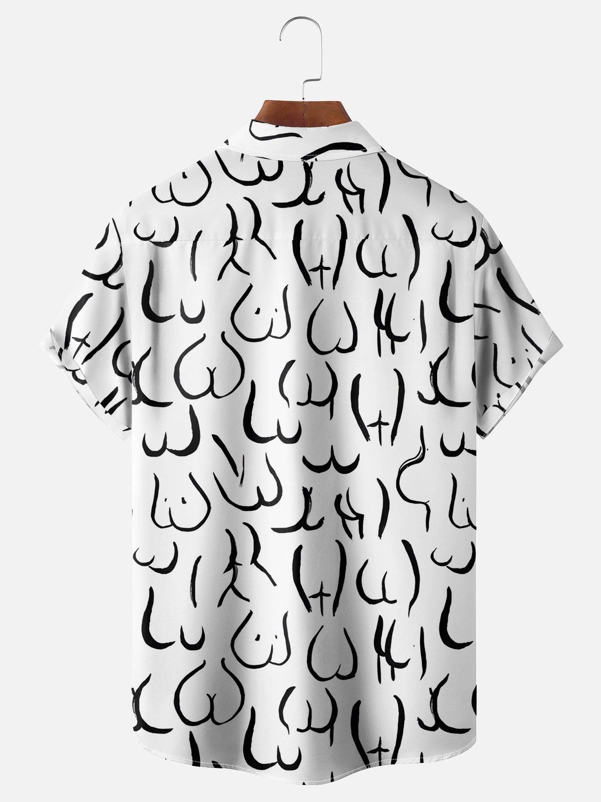 Hardaddy Moisture-wicking Fun Line Art Chest Pocket Hawaiian Boob Shirt For Men