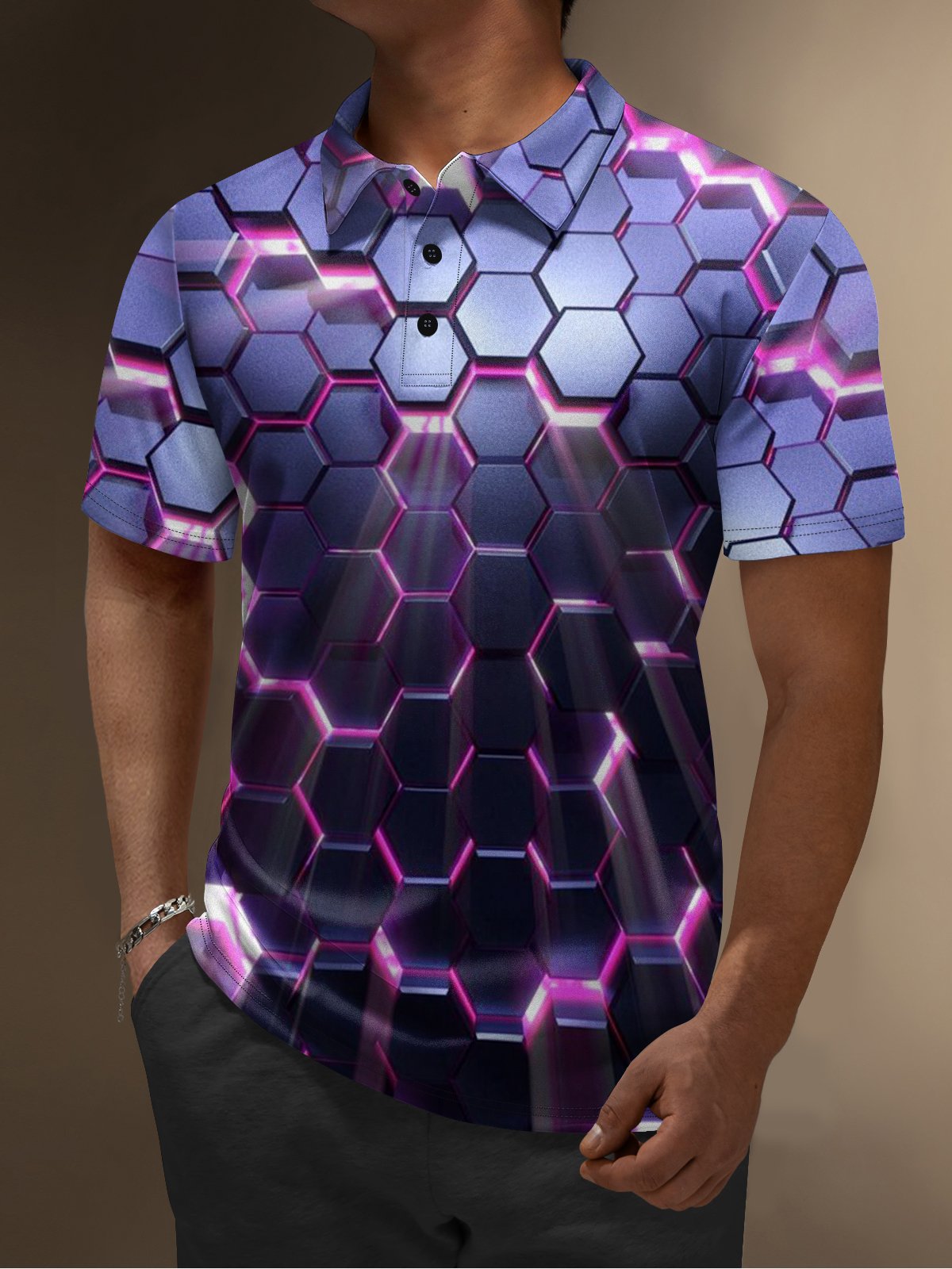 Hardaddy Moisture Wicking Golf Polo 3D Abstract Gradient Color Geometry