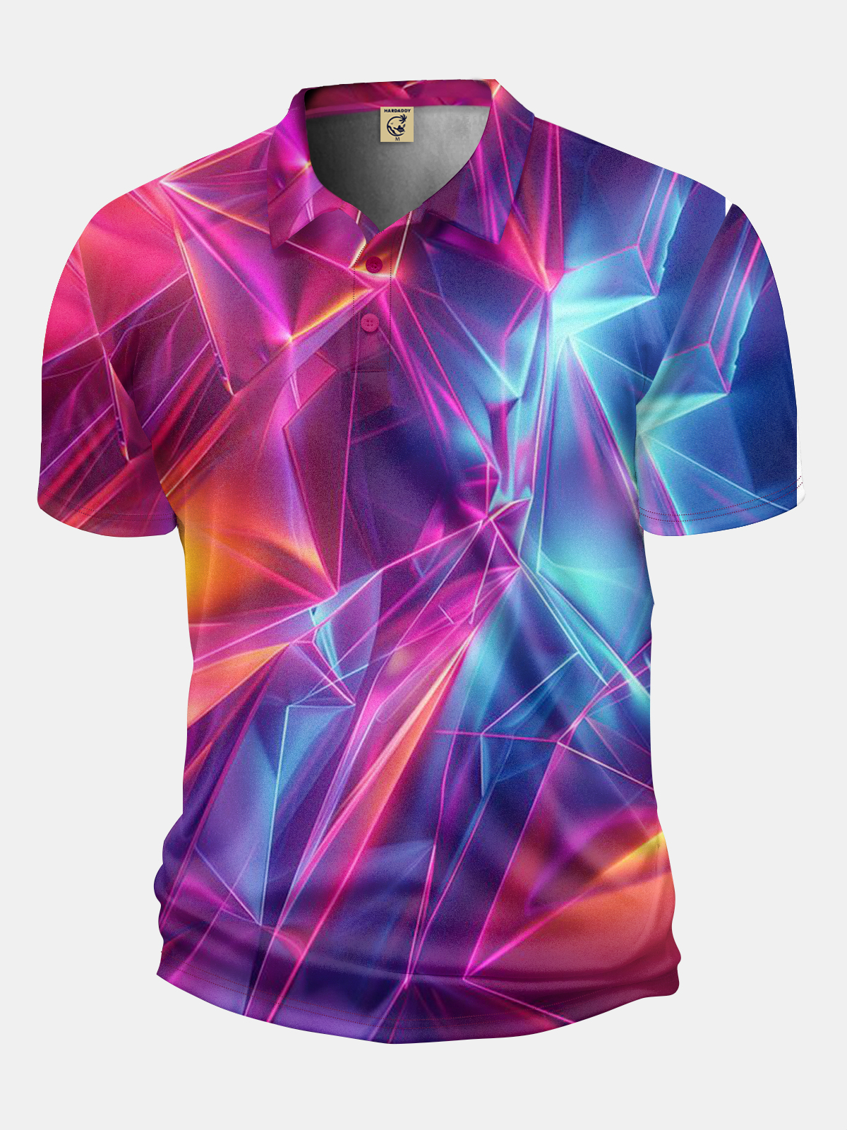 Moisture Wicking Golf Polo 3D Gradient Color Abstract Geometry