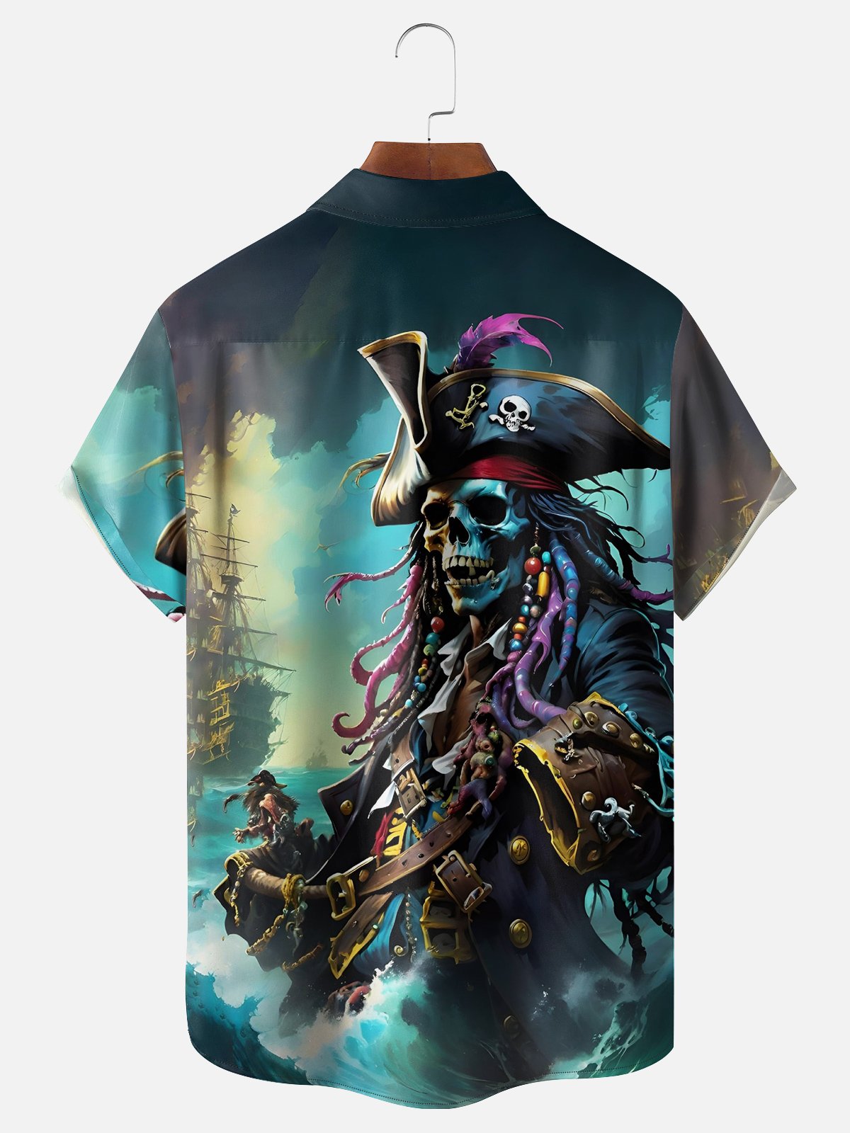 Moisture Wicking Ocean Pirate Hawaiian Shirt