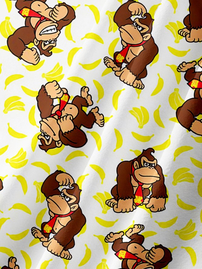 Tall Size Moisture-wicking Breathable Monkey Chest Pocket Hawaiian Shirt