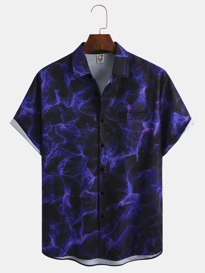 Tall Size Moisture-wicking Abstract Art Chest Pocket Hawaiian Shirt