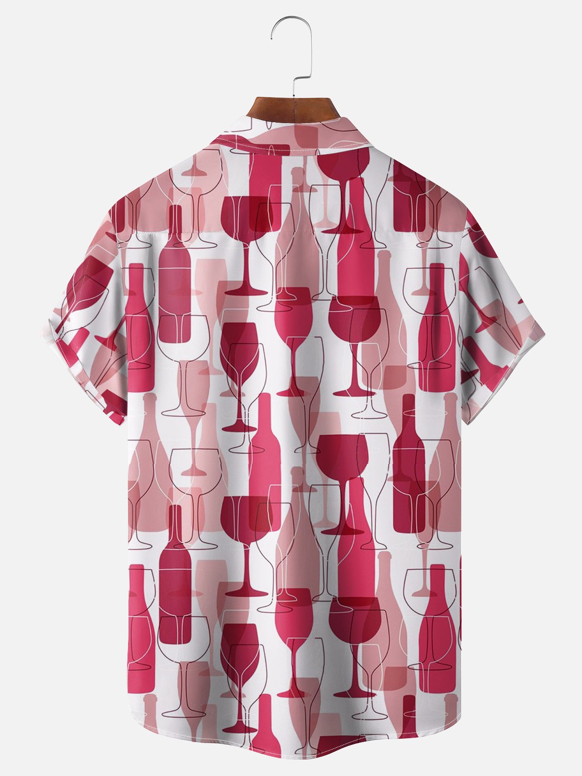 Moisture-wicking Wine Glass Abstract Art Chest Pocket Hawaiian Shirt