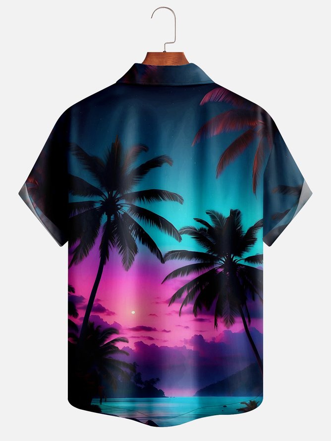 Tall Size Moisture-wicking Palm Tree Aloha Shirt