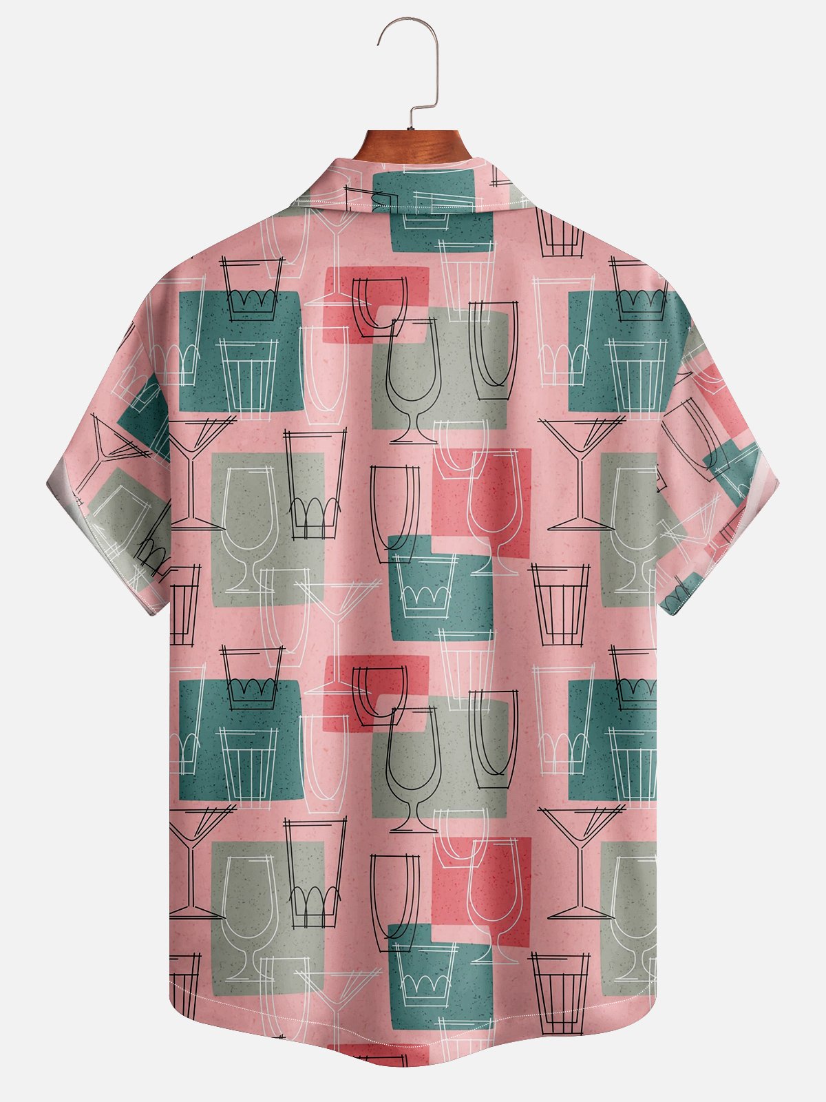 Moisture-wicking Mid-century Geomatric Cocktail Aloha Shirt