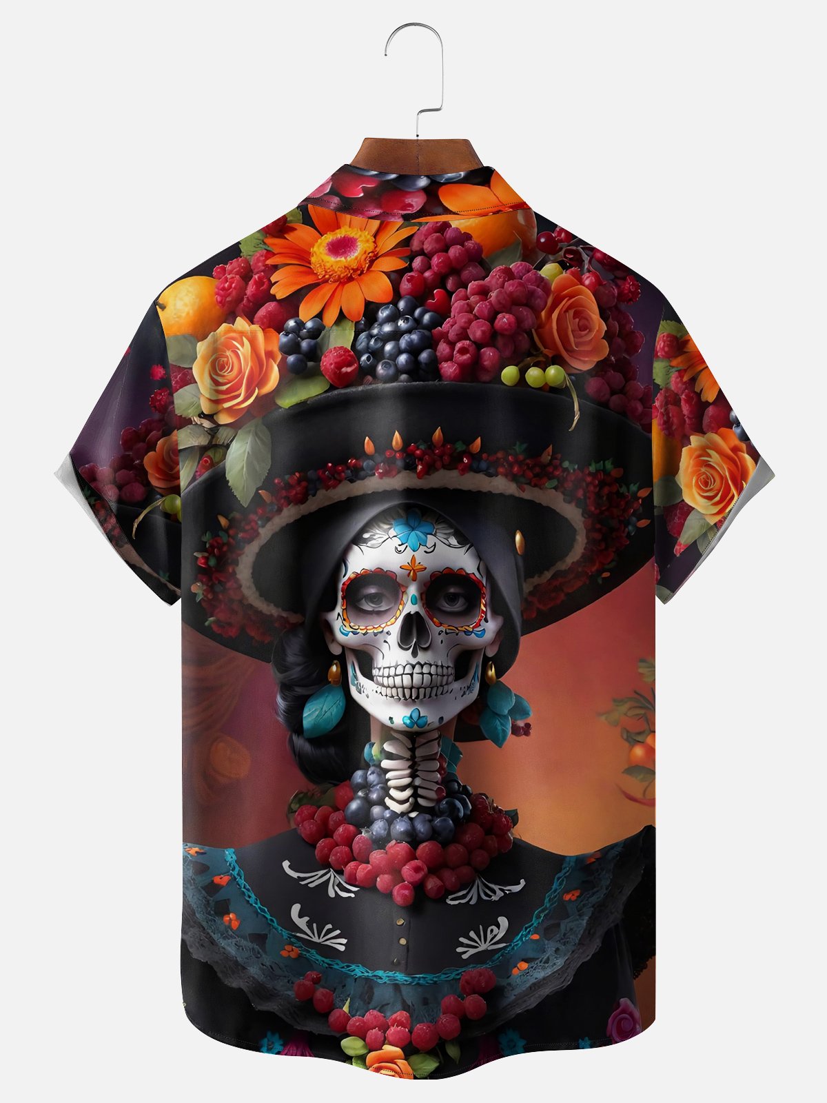 Moisture-wicking Day of the Dead Chest Pocket Hawaiian Shirt