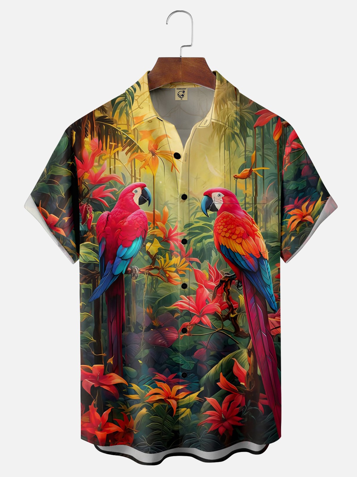 Moisture-wicking Parrots Chest Pocket Hawaiian Shirt