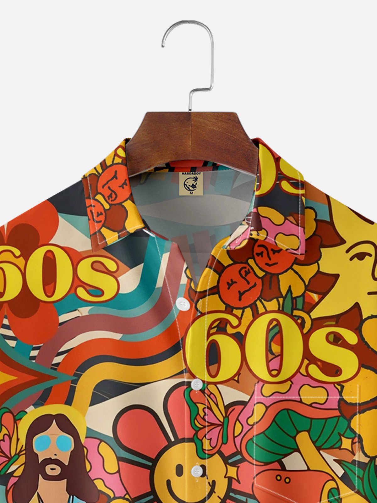 Moisture-wicking 60s Vintage Hippies Music Chest Pocket Casual Shirt