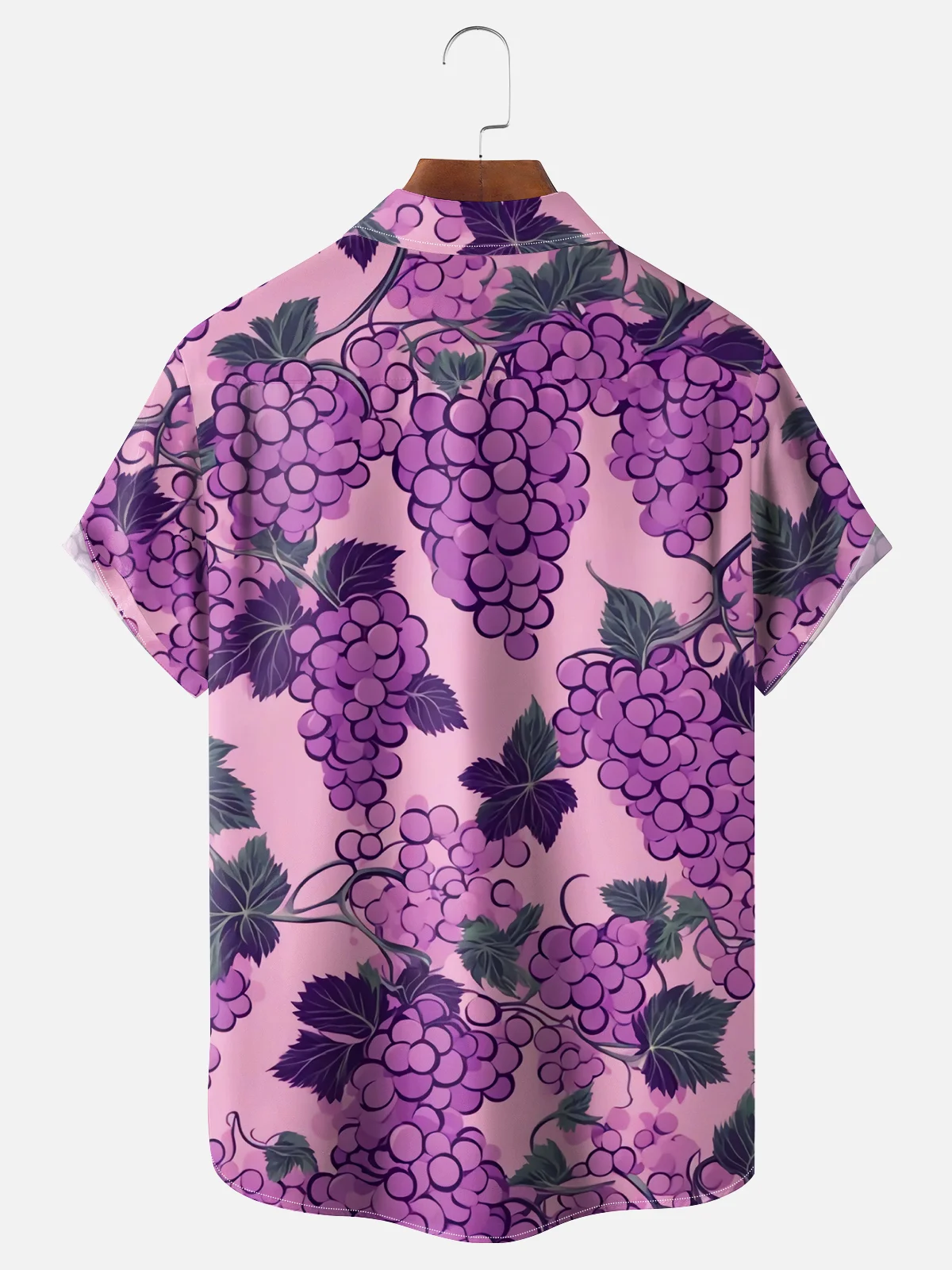 Moisture-wicking Breathable Fruit Grape Chest Pocket Hawaiian Shirt