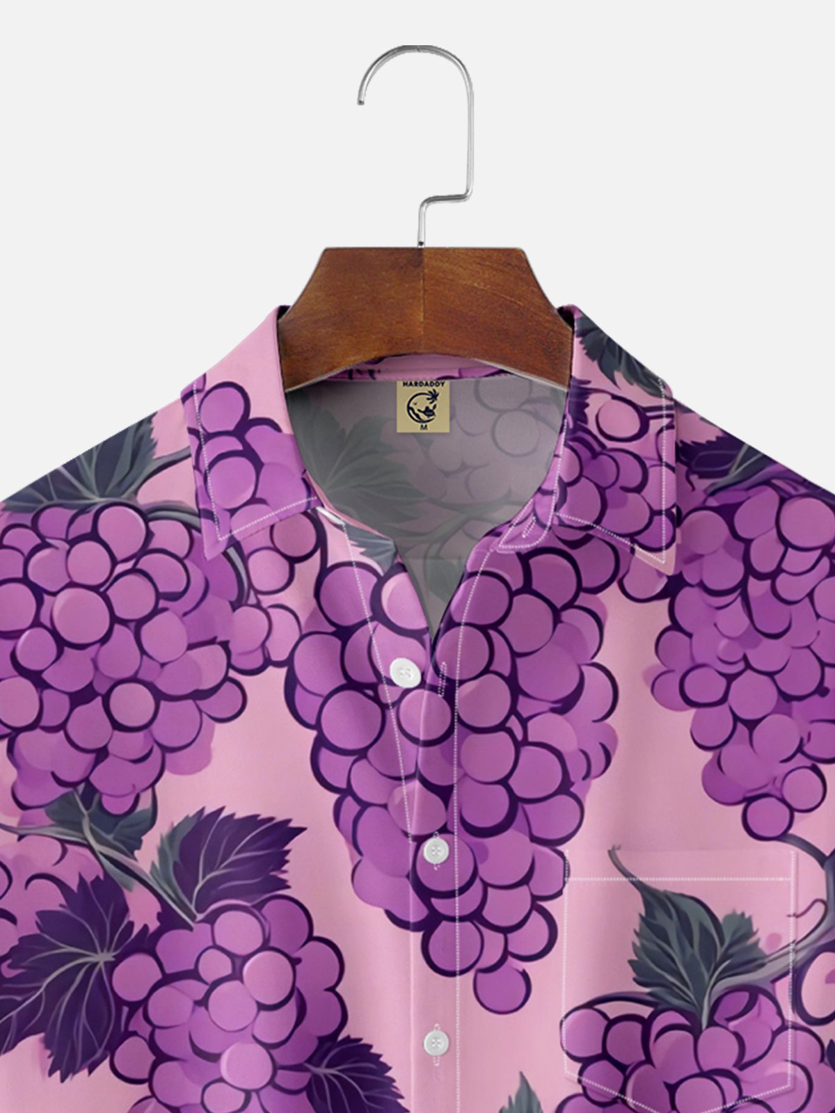 Moisture-wicking Breathable Fruit Grape Chest Pocket Hawaiian Shirt