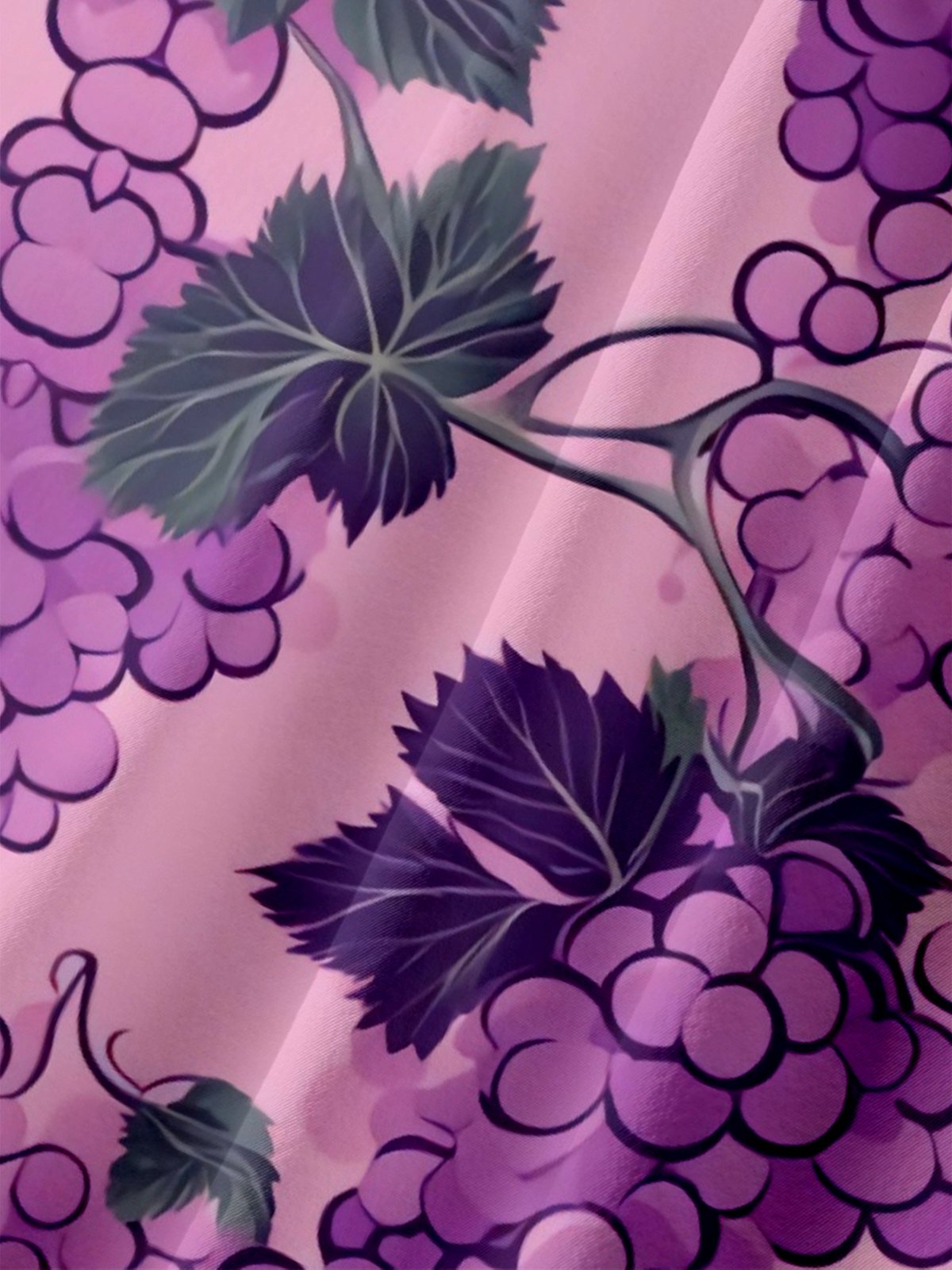 Moisture-wicking Breathable Fruit Grape Chest Pocket Hawaiian Shirt