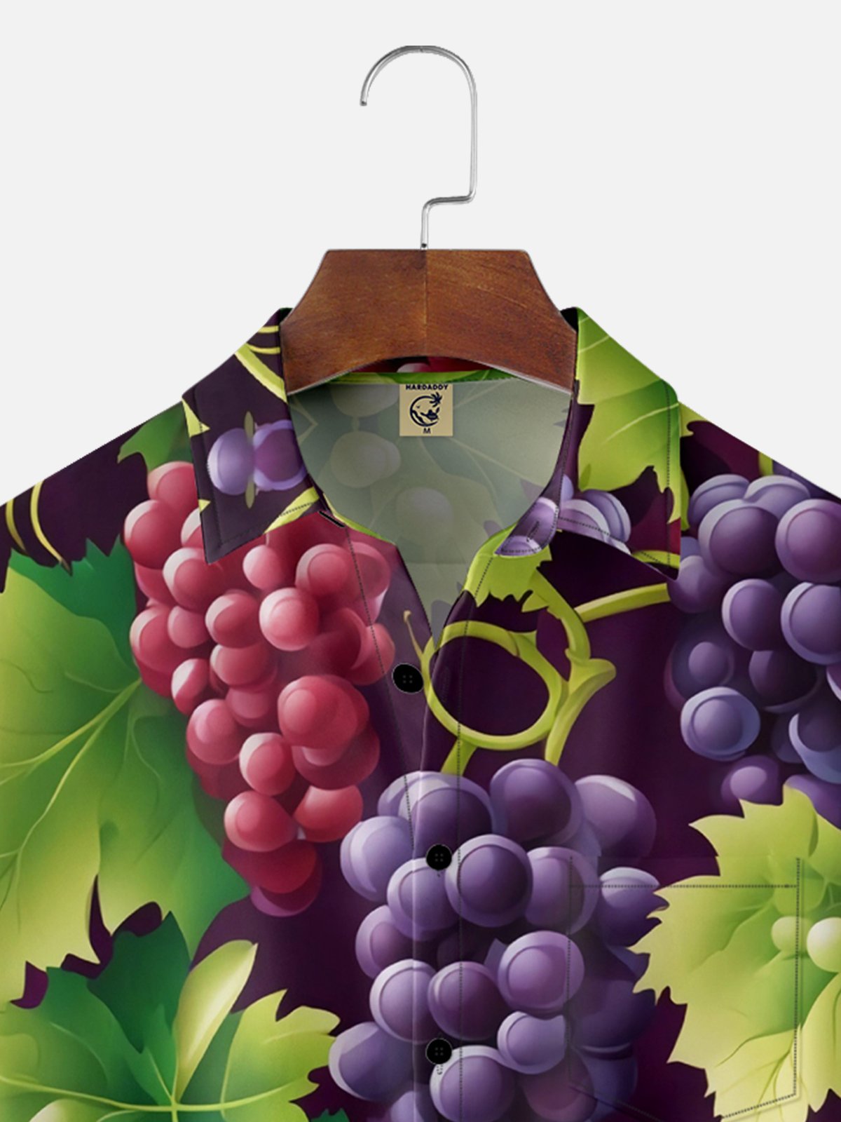 Moisture-wicking Fruit Grape Chest Pocket Hawaiian Shirt