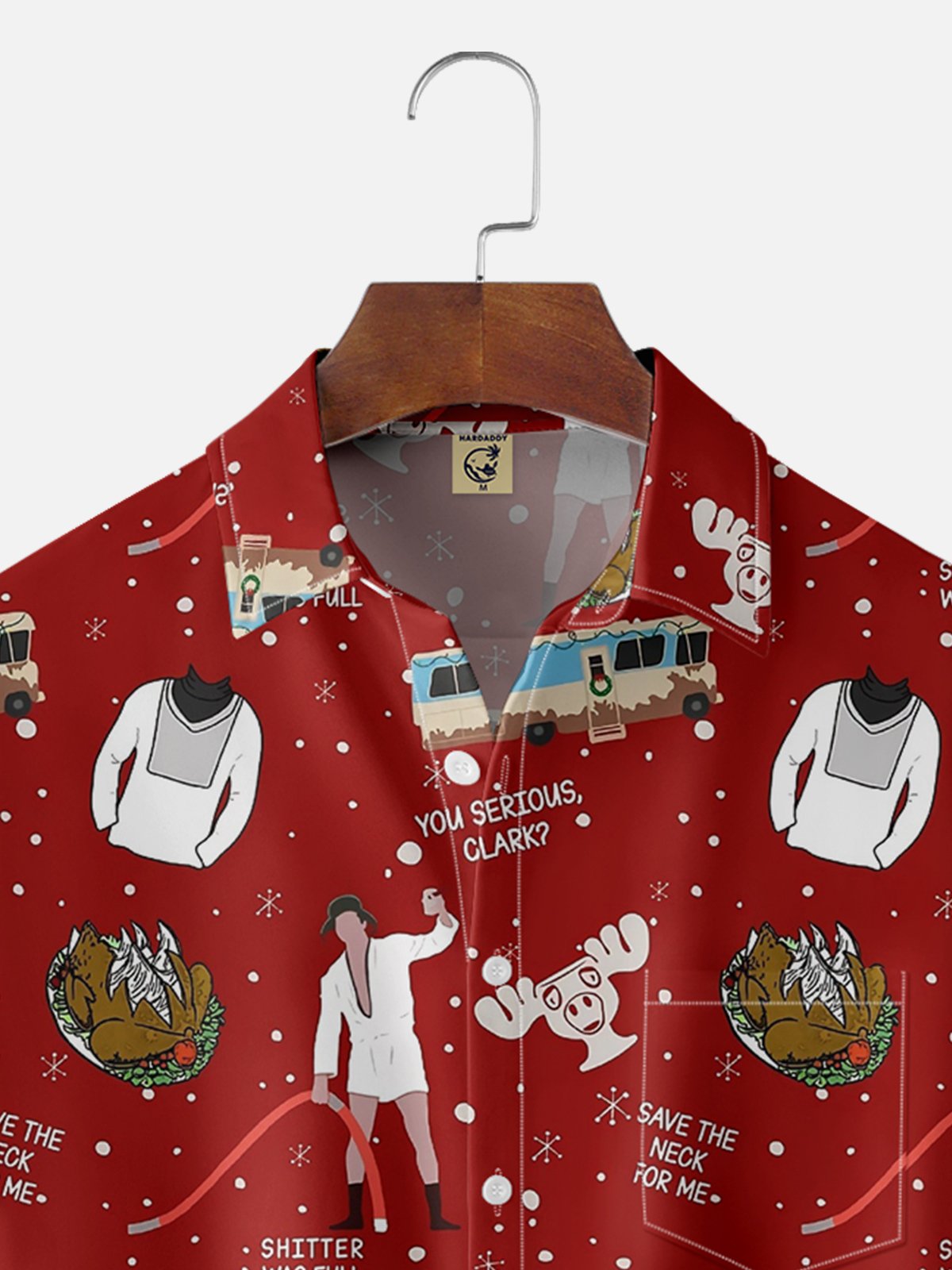 Moisture Wicking Christmas Chest Pocket Hawaiian Shirt