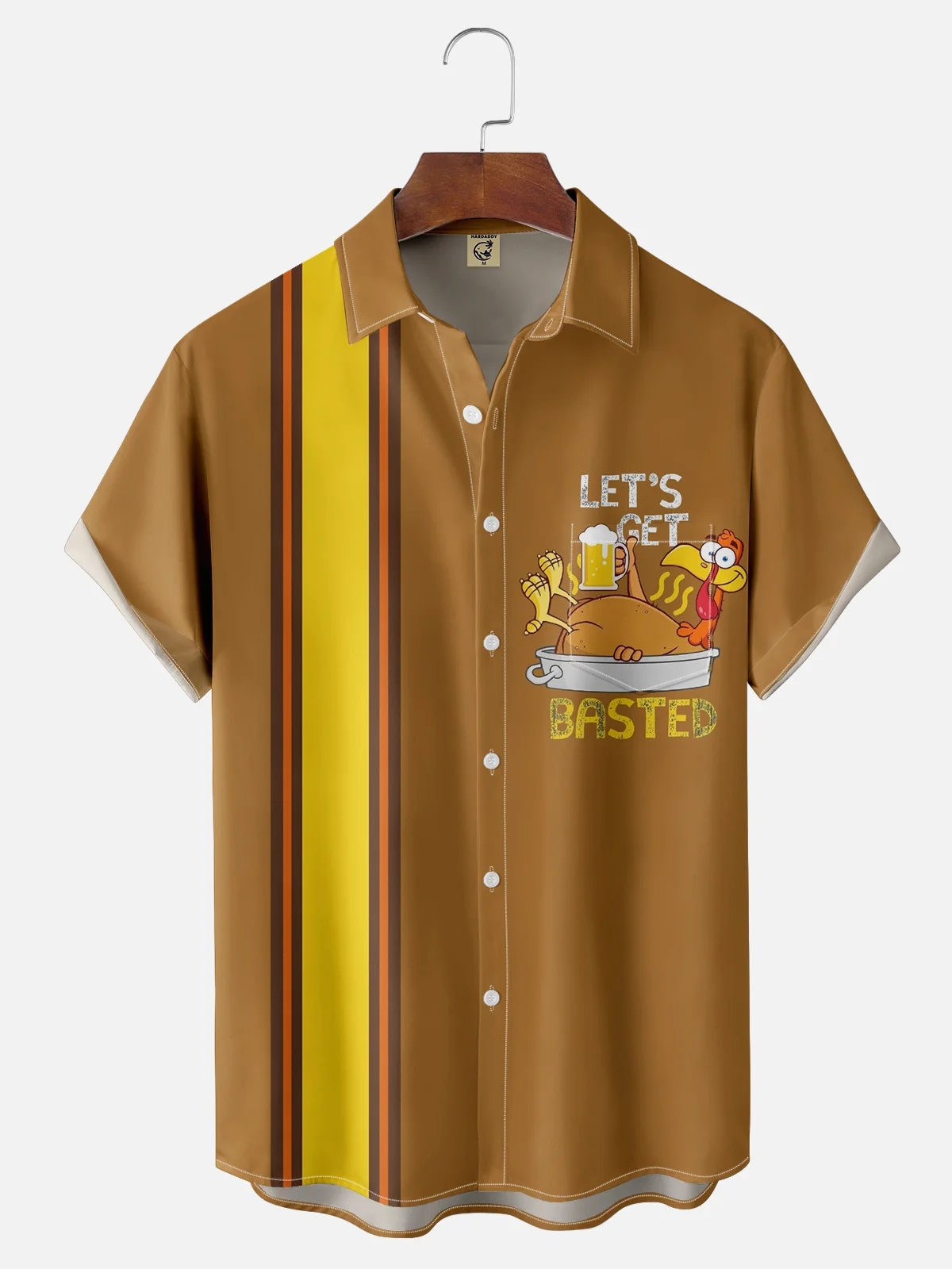 Moisture-wicking Thanksgiving Turkey Lets Get Basted Beer Chest Pocket Bowling Shirt