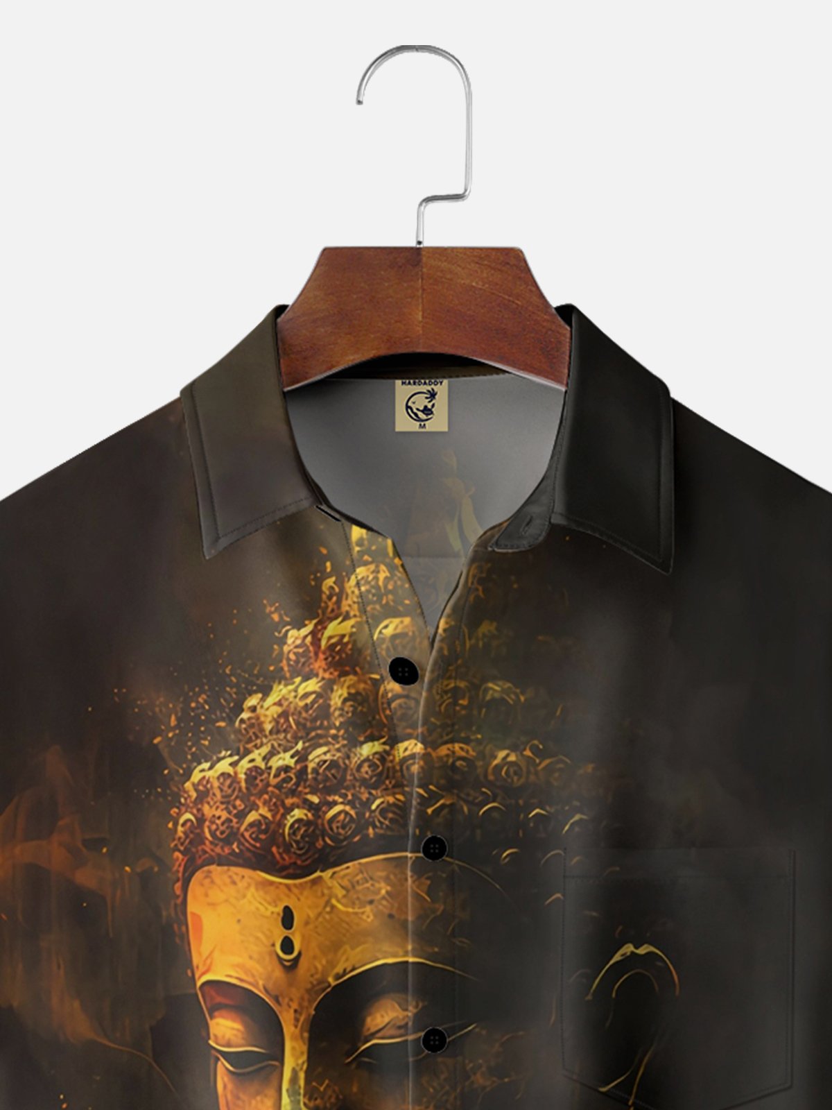 Moisture-wicking Religious Faith Avatar of Gautama Buddha Chest Pocket Casual Shirt