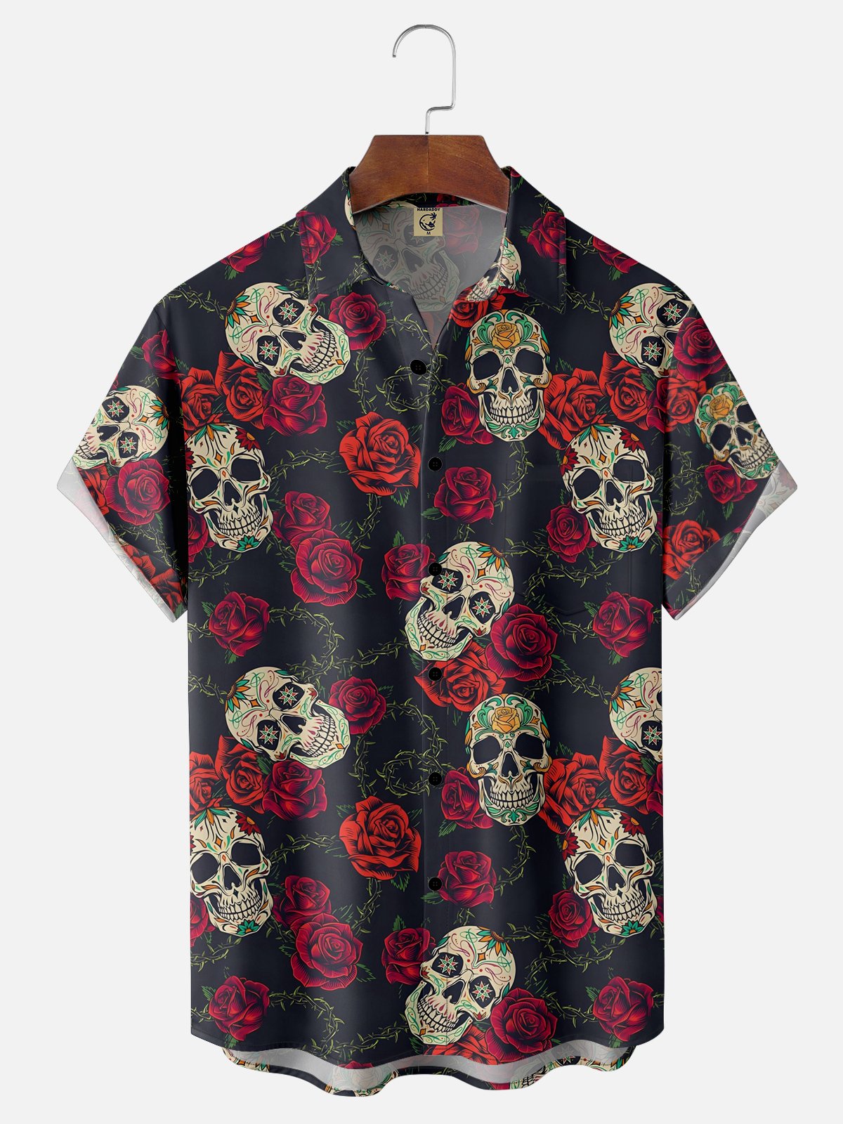 Moisture-wicking Cinco de Mayo Skull Chest Pocket Casual Shirt