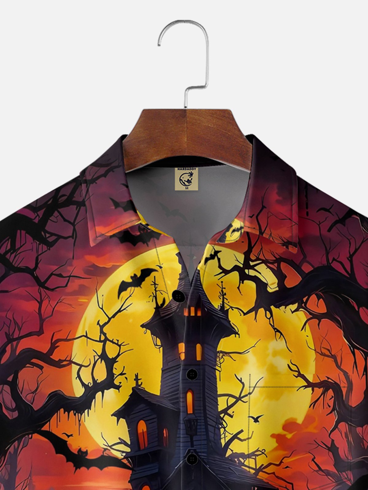 Moisture-wicking Halloween Pumpkin Chest Pocket Casual Shirt