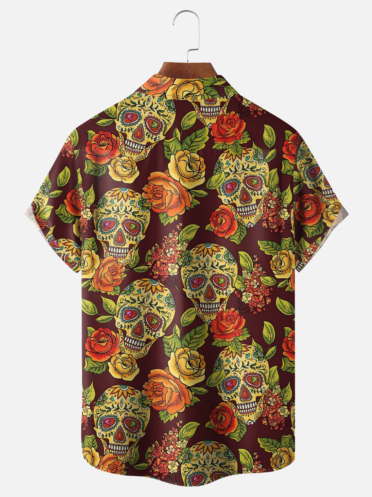 Hardaddy Moisture-wicking Day of the Dead Skull Chest Pocket Casual Shirt