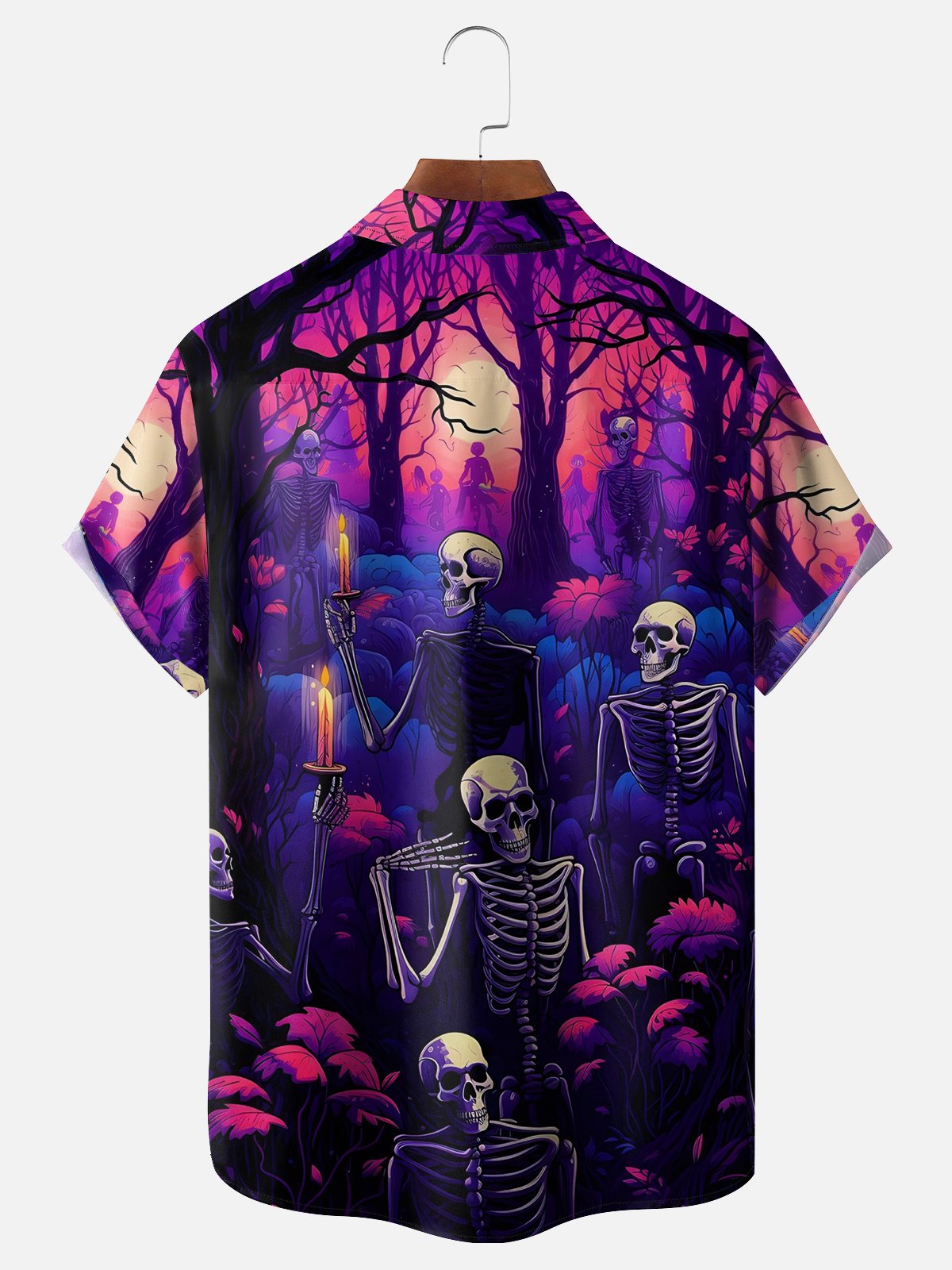 Moisture-wicking Halloween Skull Chest Pocket Casual Shirt