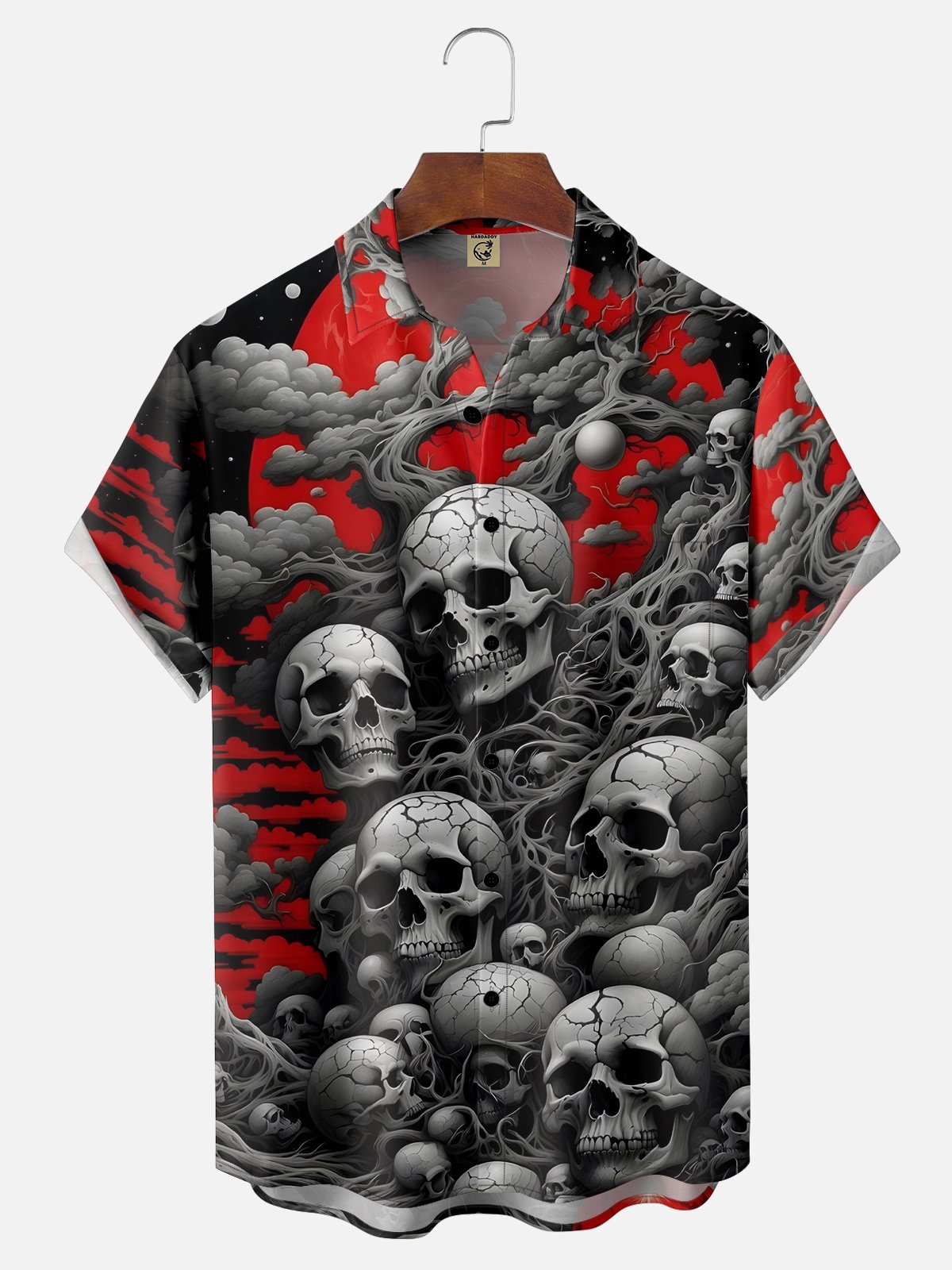 Moisture-wicking Halloween Skull Chest Pocket Casual Shirt