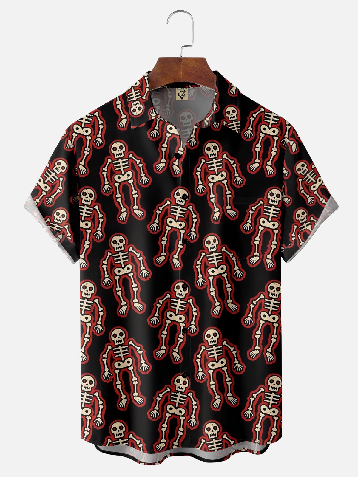 Moisture-wicking Halloween Skull Chest Pocket Casual Shirt