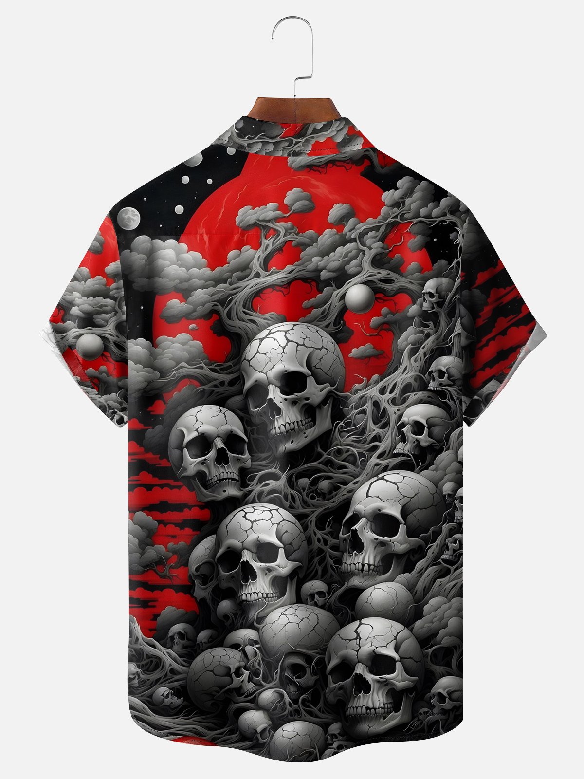 Moisture-wicking Halloween Skull Chest Pocket Casual Shirt