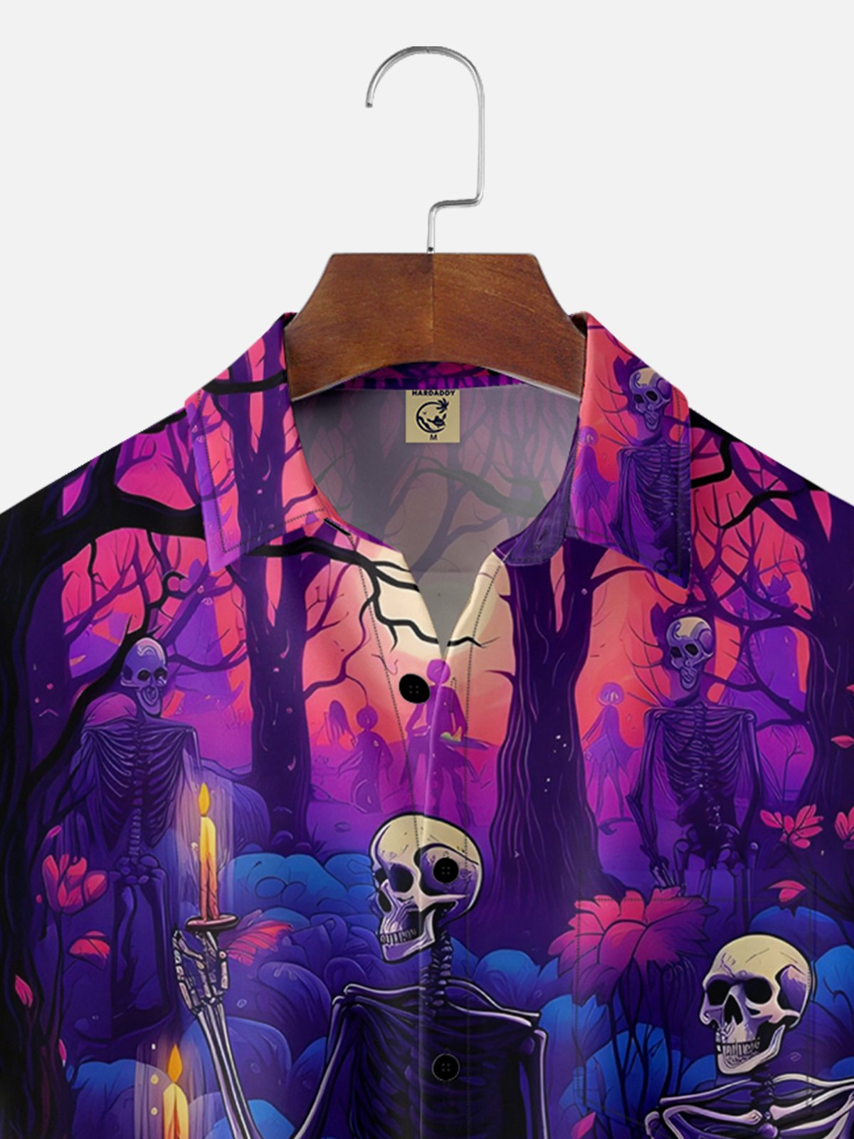 Moisture-wicking Halloween Skull Chest Pocket Casual Shirt