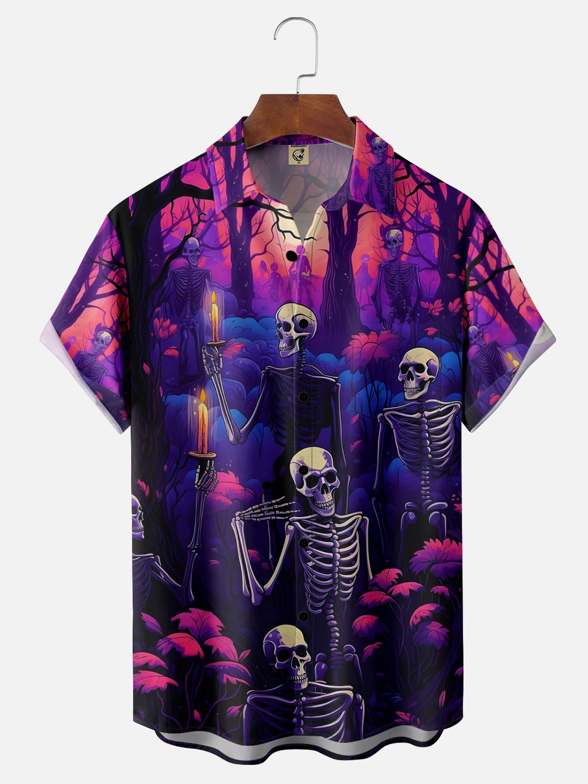 Moisture-wicking Halloween Skull Chest Pocket Casual Shirt