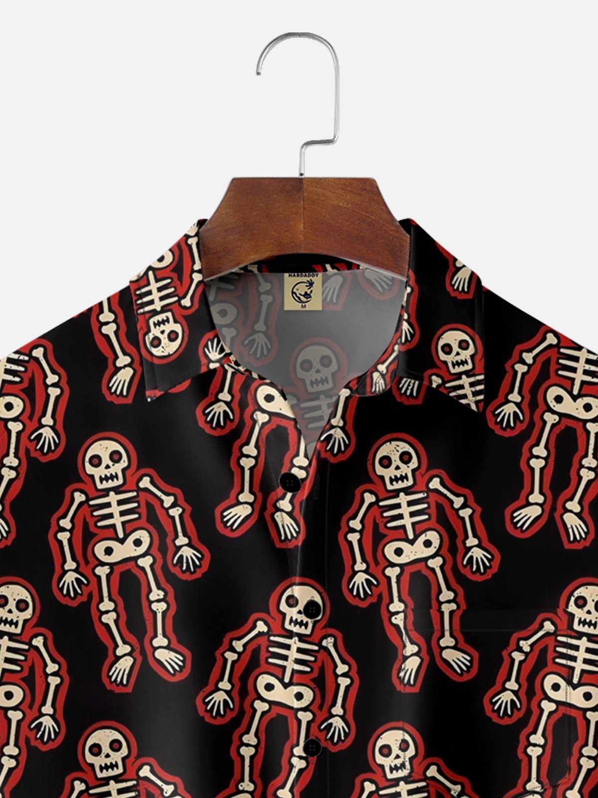 Moisture-wicking Halloween Skull Chest Pocket Casual Shirt