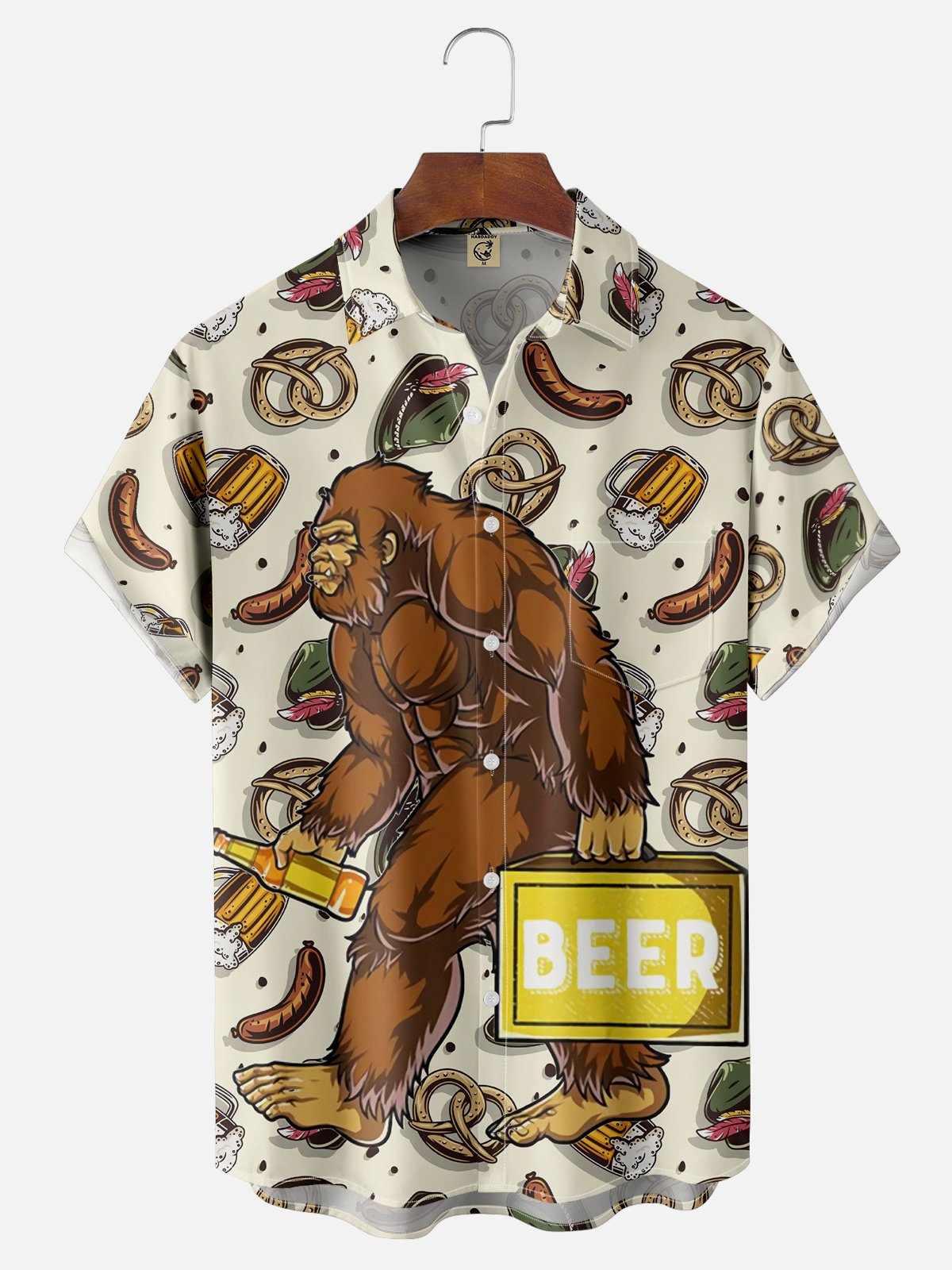 Moisture-wicking Oktoberfest Bigfoot Chest Pocket Hawaiian Shirt