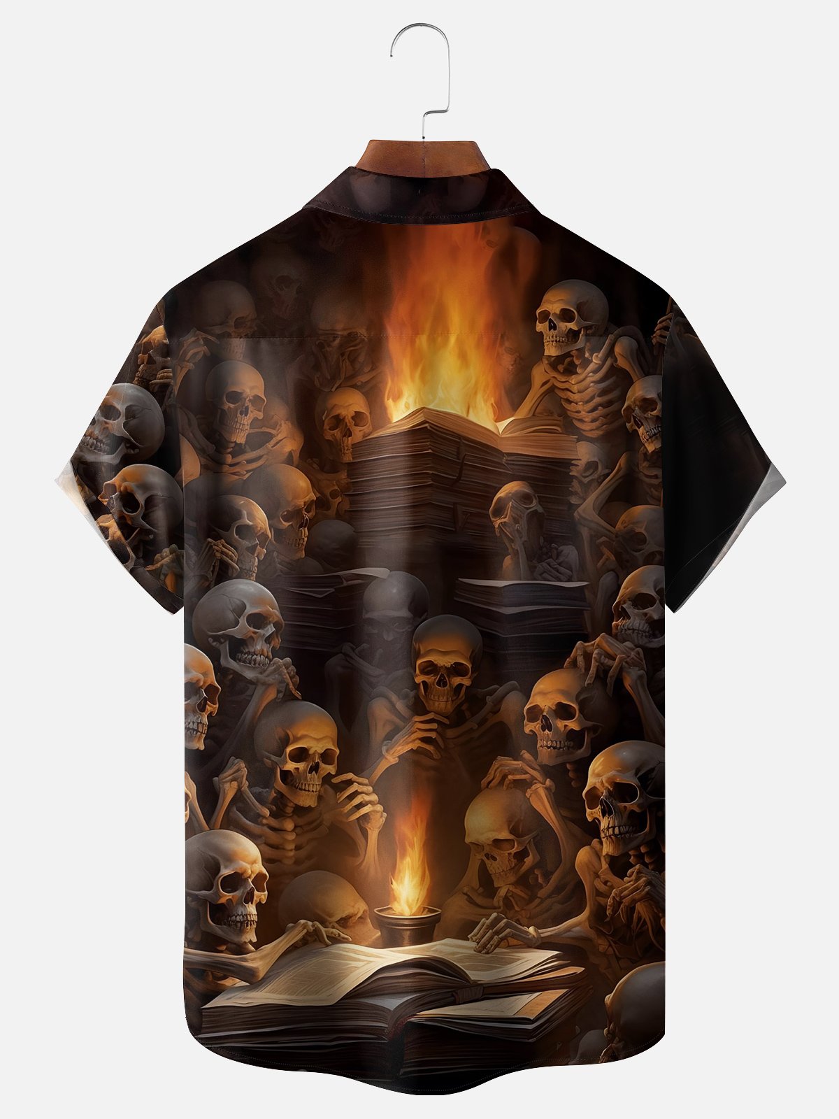 Moisture-wicking Halloween Skull Chest Pocket Casual Shirt