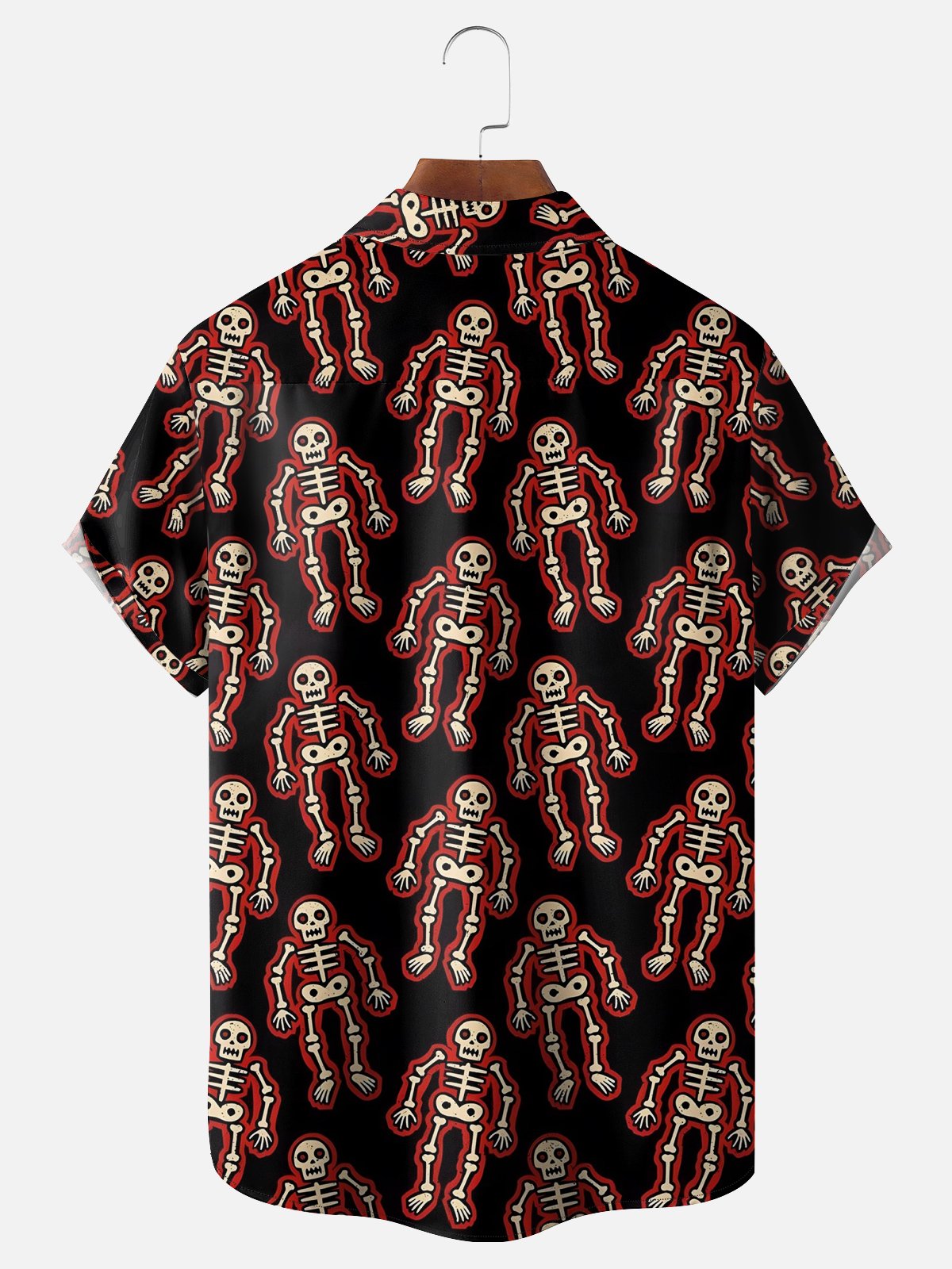 Moisture-wicking Halloween Skull Chest Pocket Casual Shirt