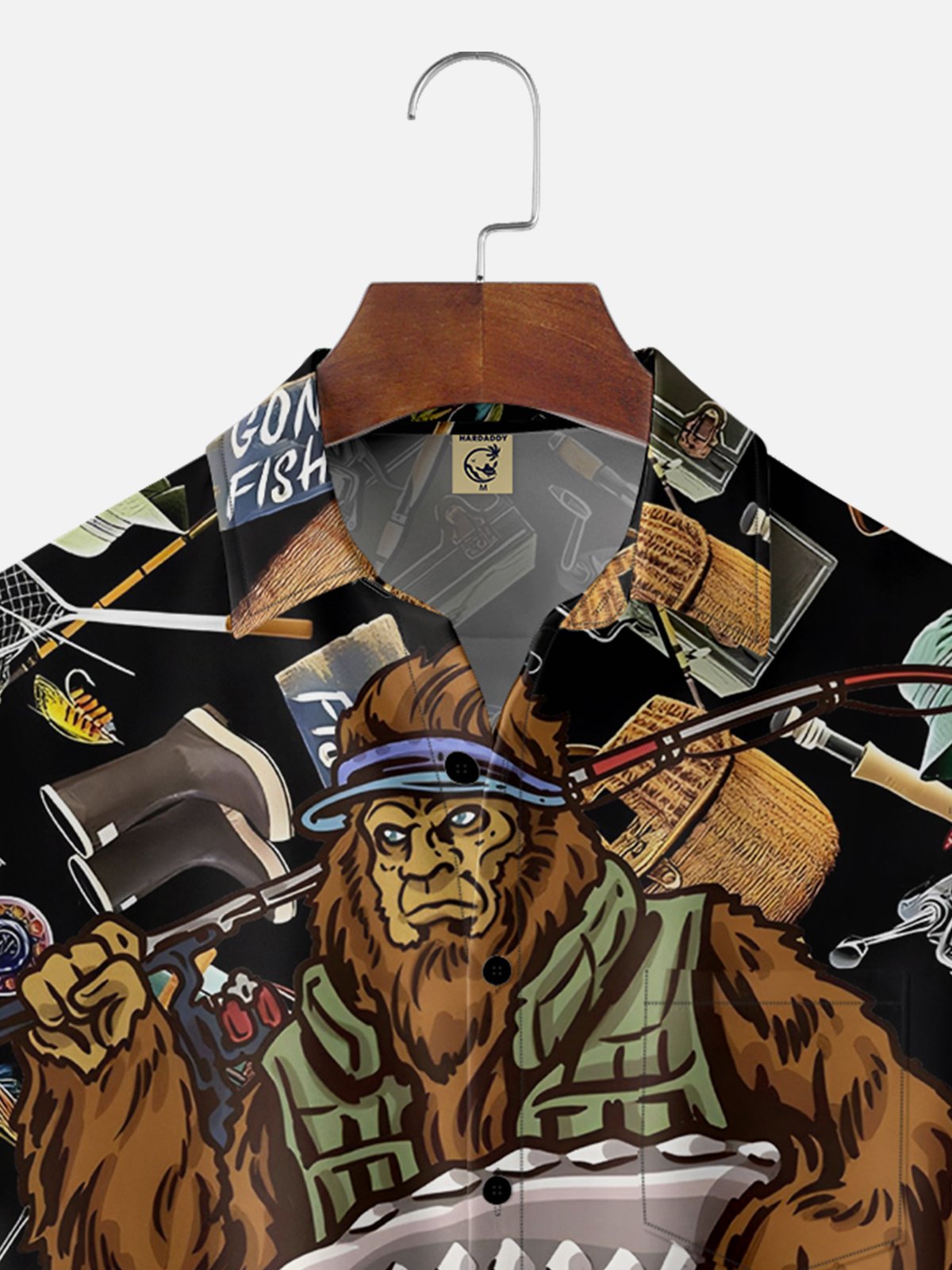 Moisture Wicking Bigfoot Fishing Chest Pocket Hawaiian Shirt