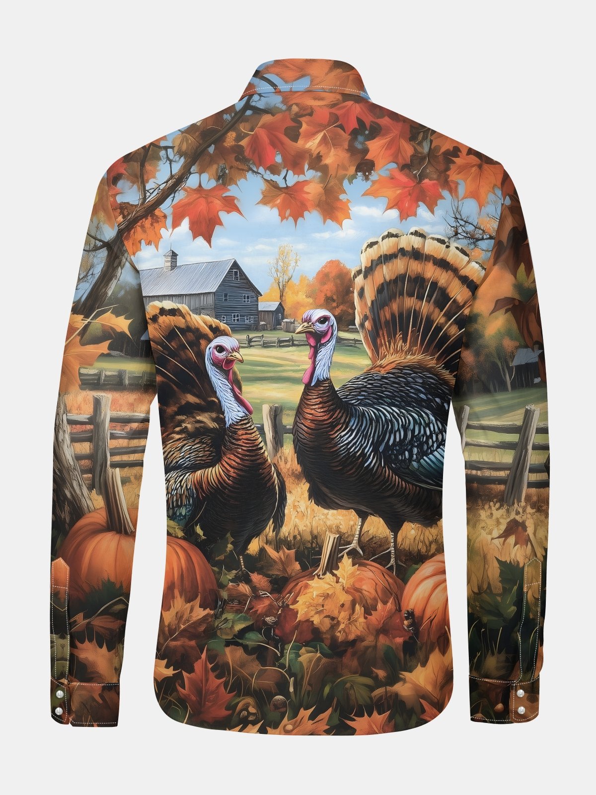 Thanksgiving Gobble Turkey Regular Fit Long Sleeve Holiday Dress Shirt