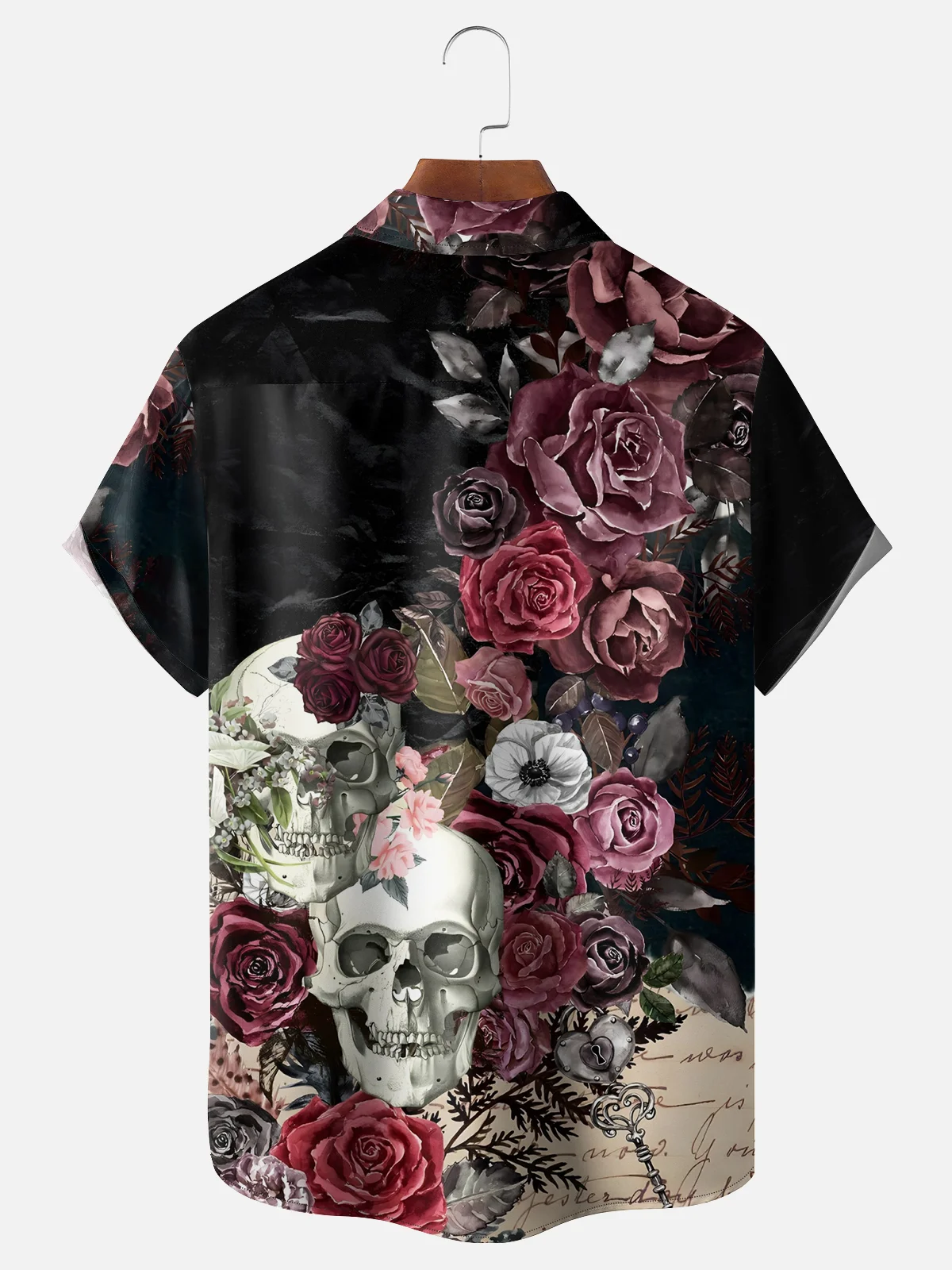 Moisture-wicking Rock Punk Skull Chest Pocket Casual Shirt