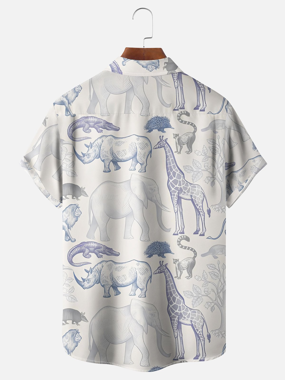 Moisture-wicking Animal Elephant Chest Pocket Casual Shirt